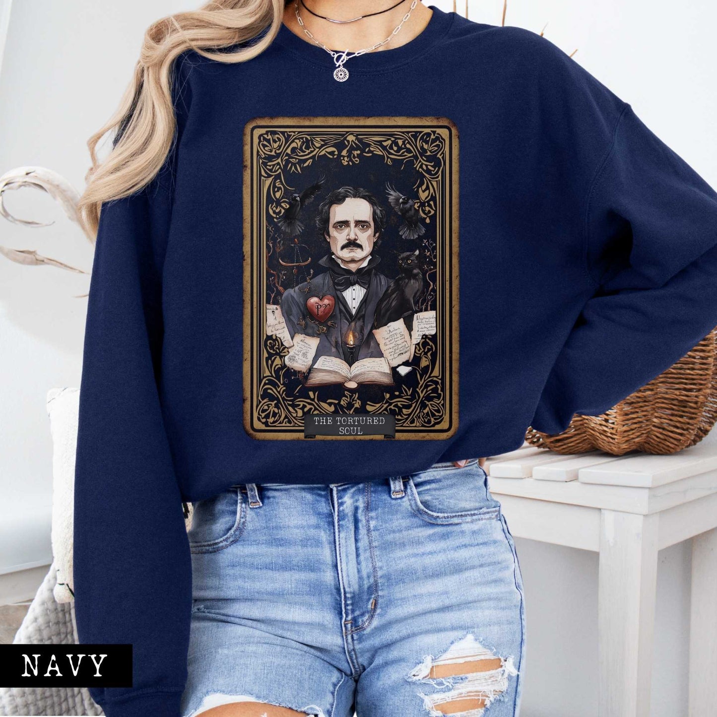 Sweatshirt The Tortured Soul Tarot Card Edgar Allan Poe Sweatshirt The Mystic Eden