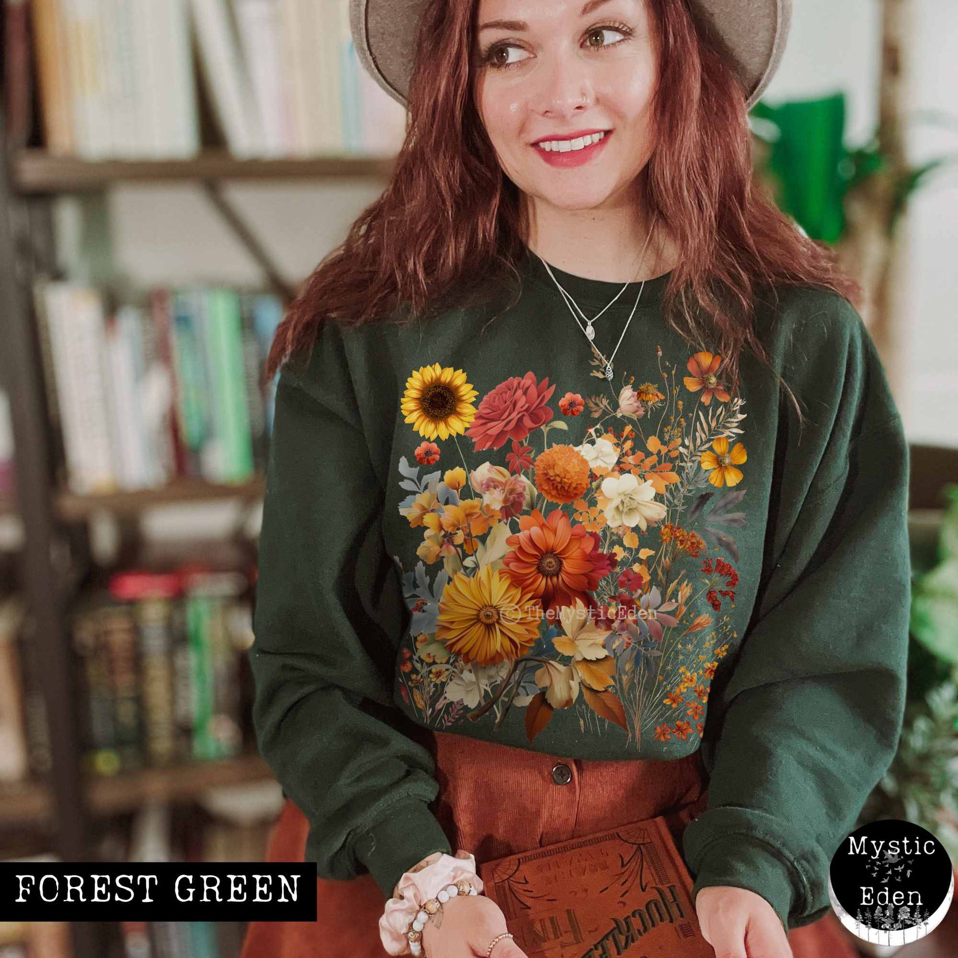 Sweatshirt Vintage cottagecore fall aesthetic floral sweatshirt The Mystic Eden