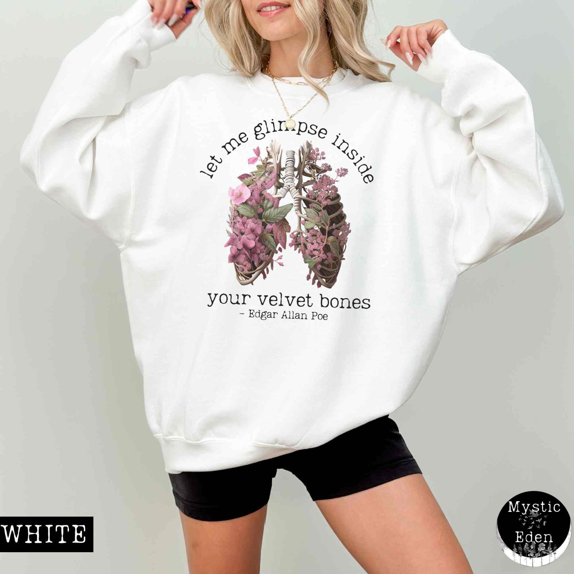 Sweatshirt Vintage Edgar Allan Poe sweatshirt - Let me glimpse inside your velvet bones The Mystic Eden