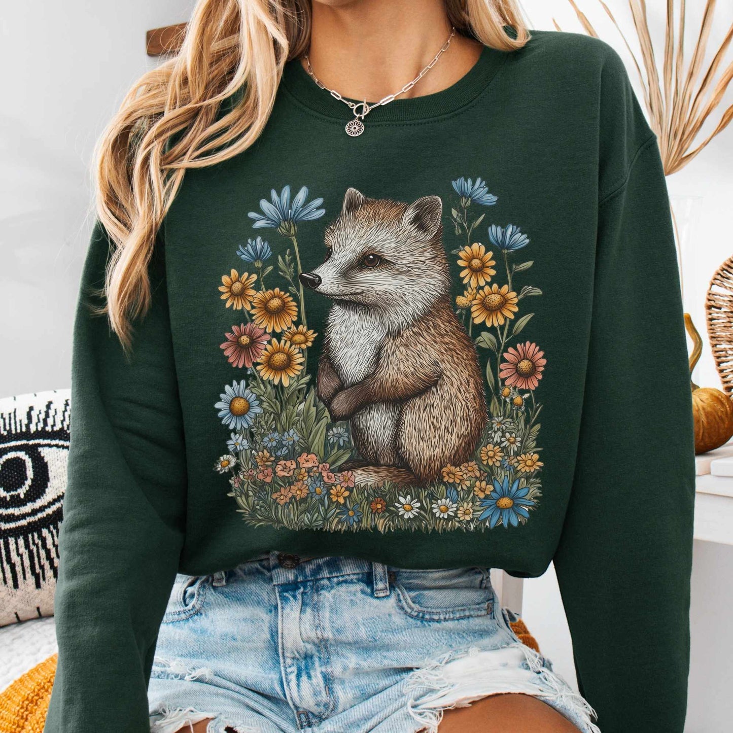 Sweatshirt Vintage Line Art Hedgehog Cottagecore Sweatshirt The Mystic Eden