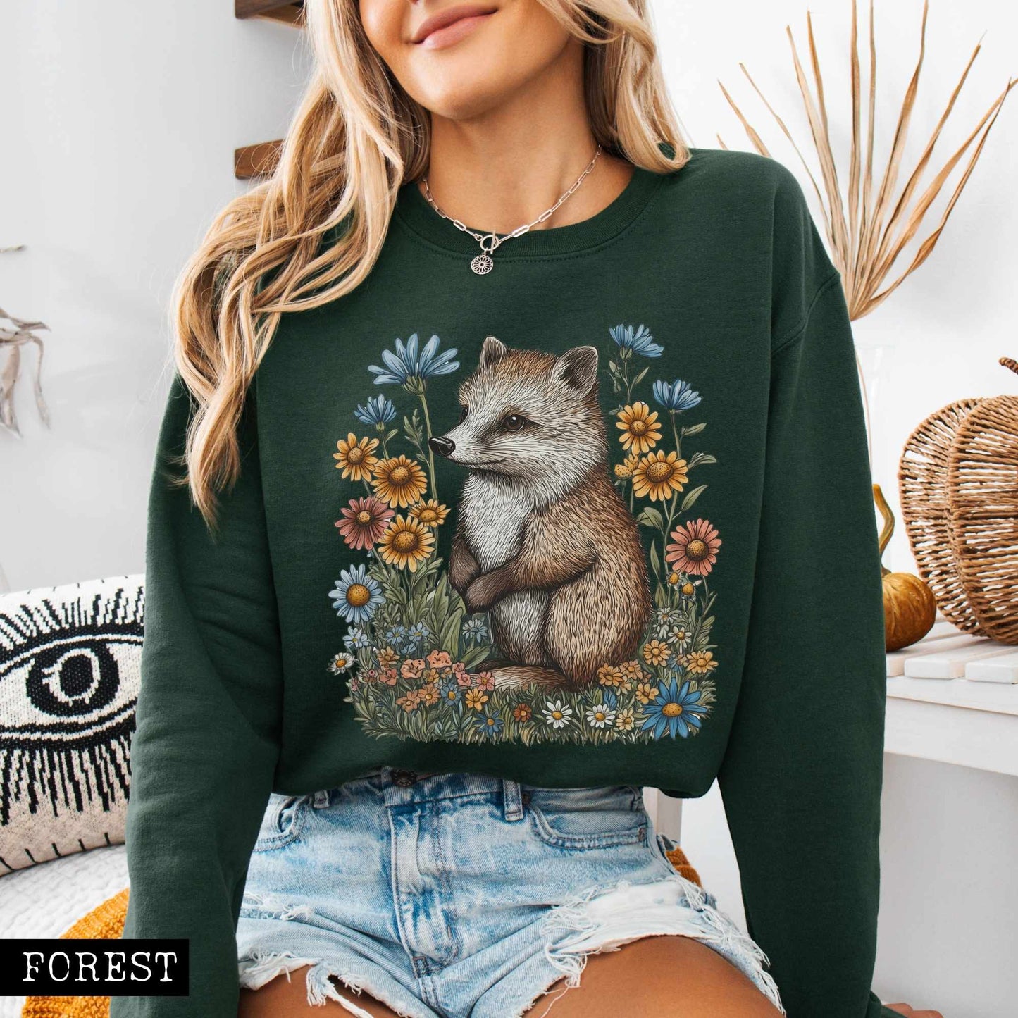 Sweatshirt Vintage Line Art Hedgehog Cottagecore Sweatshirt The Mystic Eden