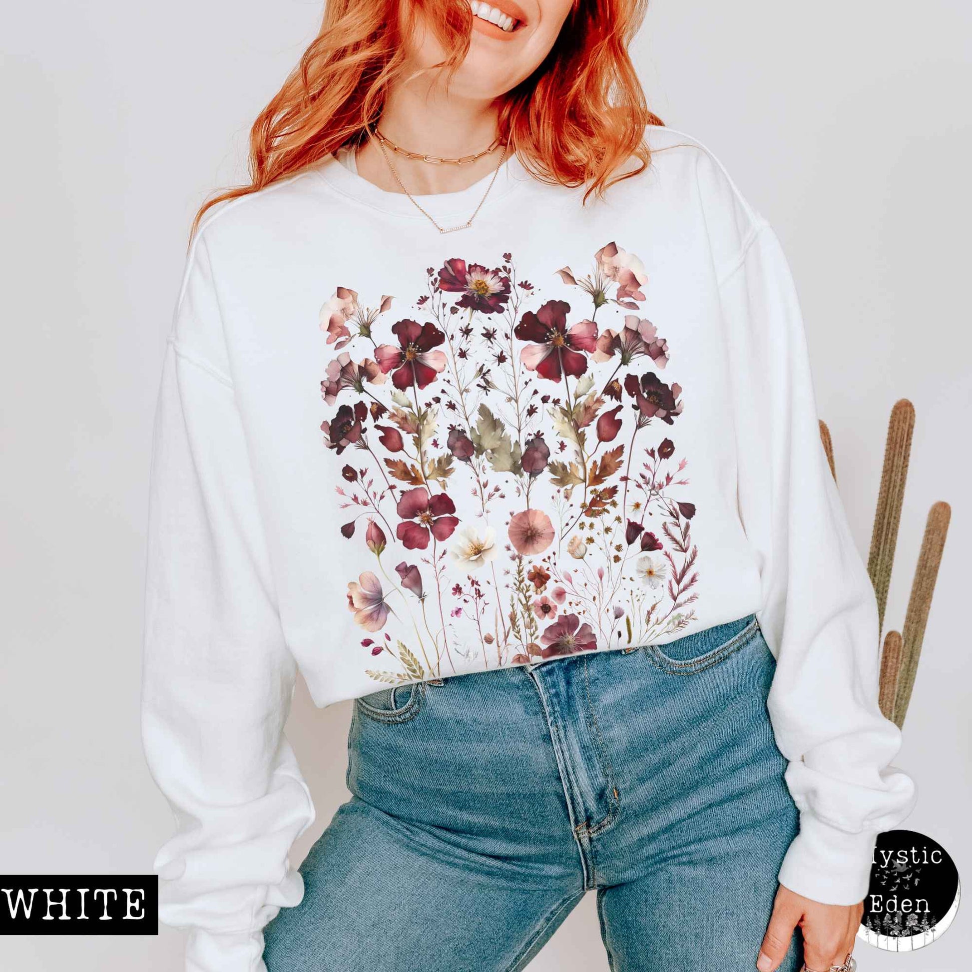 Sweatshirt Vintage Maroon Floral Sweatshirt The Mystic Eden
