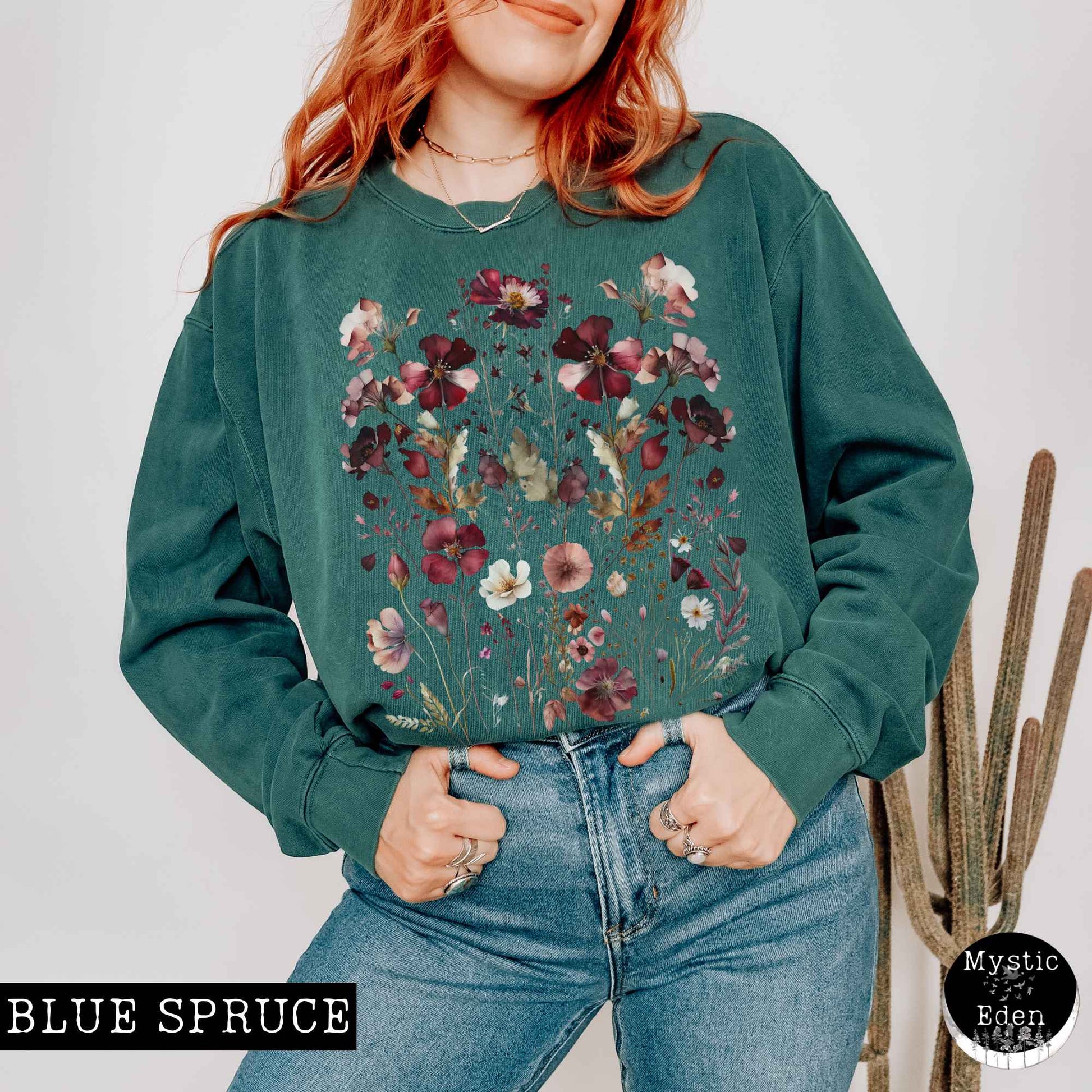 Sweatshirt Vintage Maroon Floral Sweatshirt The Mystic Eden