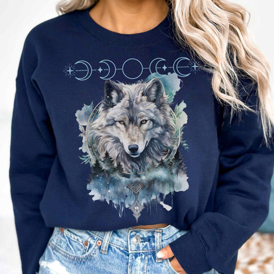 Sweatshirt Whimsical Wolf Sweatshirt The Mystic Eden