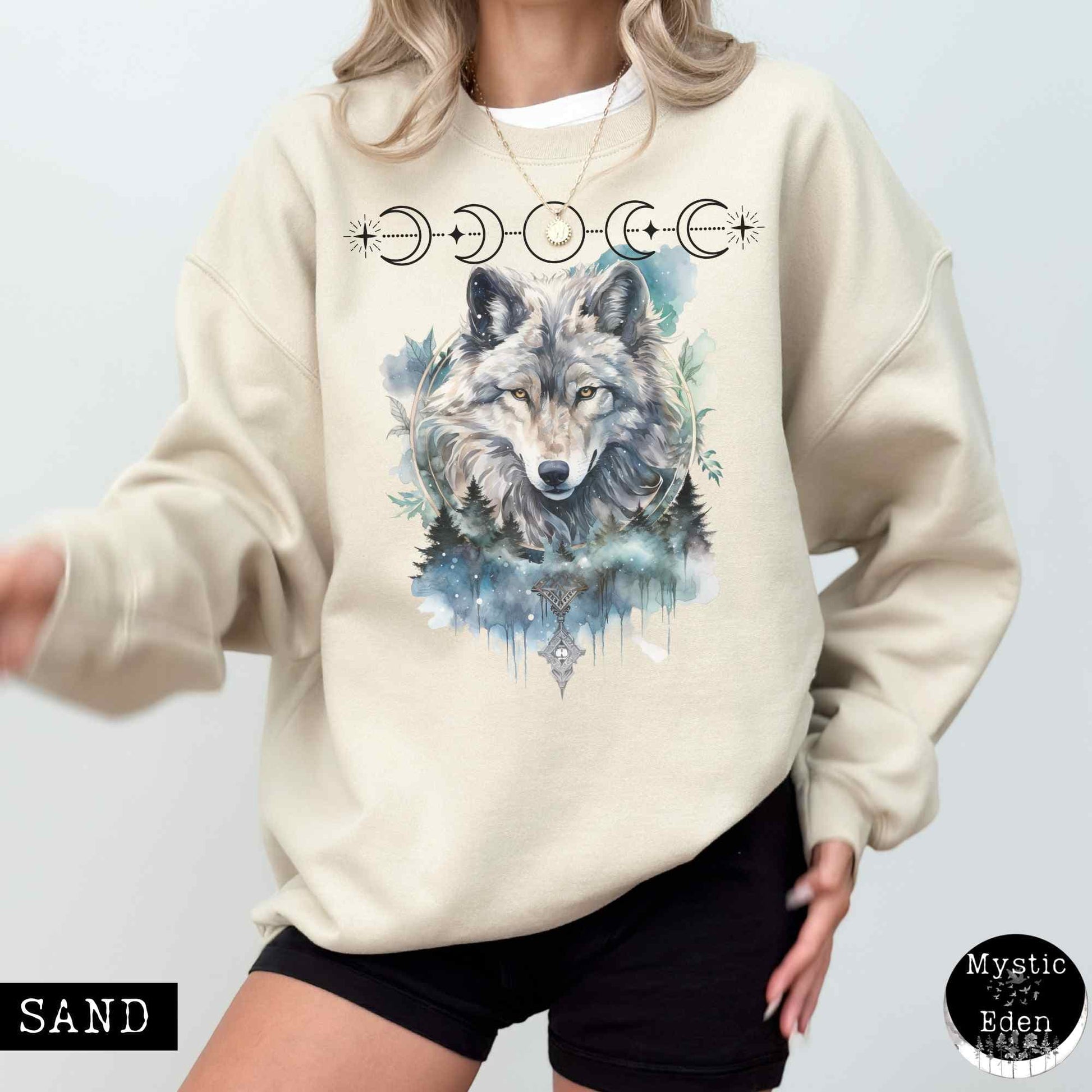 Sweatshirt Whimsical Wolf Sweatshirt The Mystic Eden