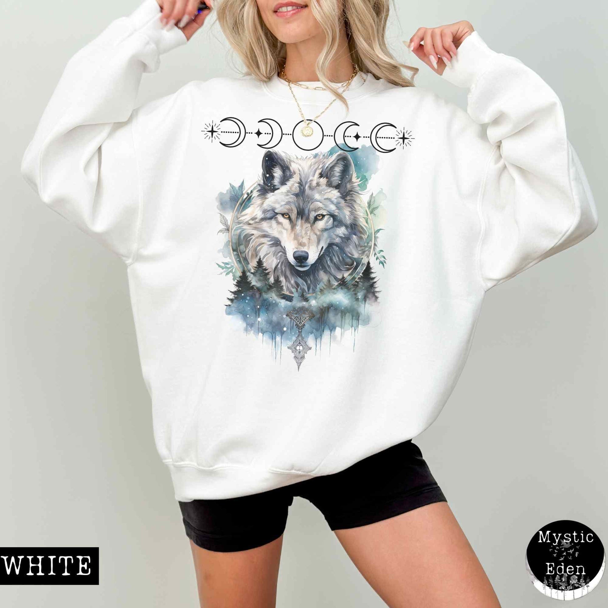 Sweatshirt Whimsical Wolf Sweatshirt The Mystic Eden