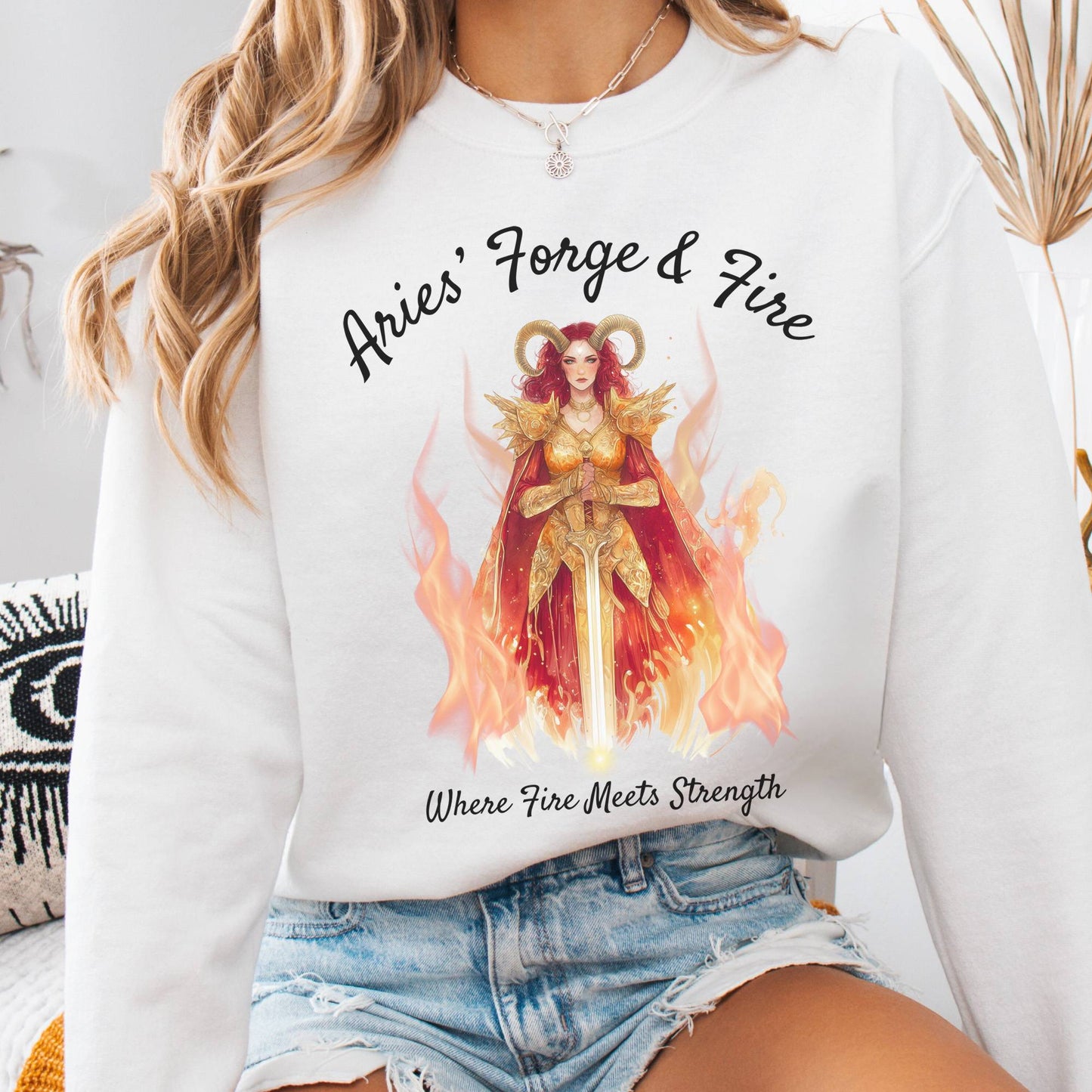 Sweatshirt White / S Aries Forge & Fire Zodiac Sweatshirt The Mystic Eden
