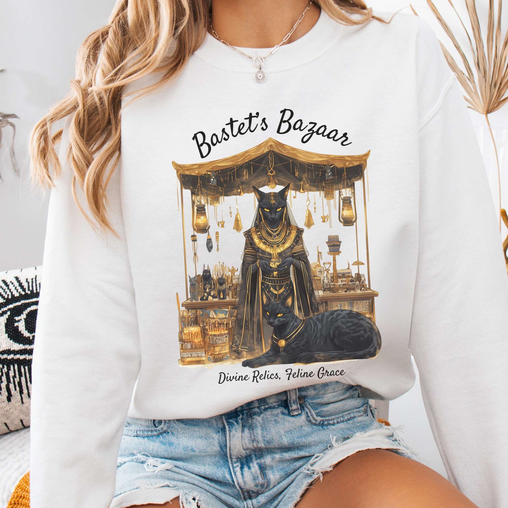Sweatshirt White / S Bastet's Bazaar Goddess Sweatshirt The Mystic Eden