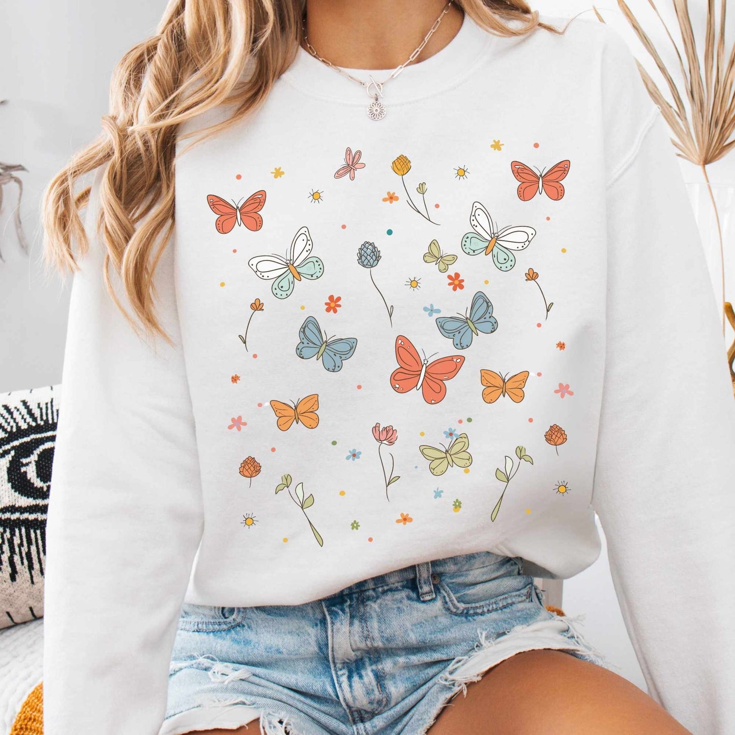 Sweatshirt White / S Bright Butterflies Sweatshirt The Mystic Eden