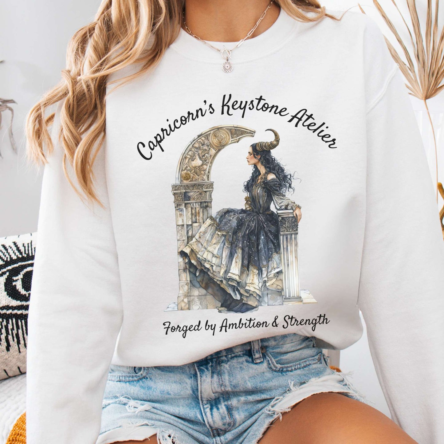 Sweatshirt White / S Capricorn's Keystone Atelier Zodiac Sweatshirt The Mystic Eden