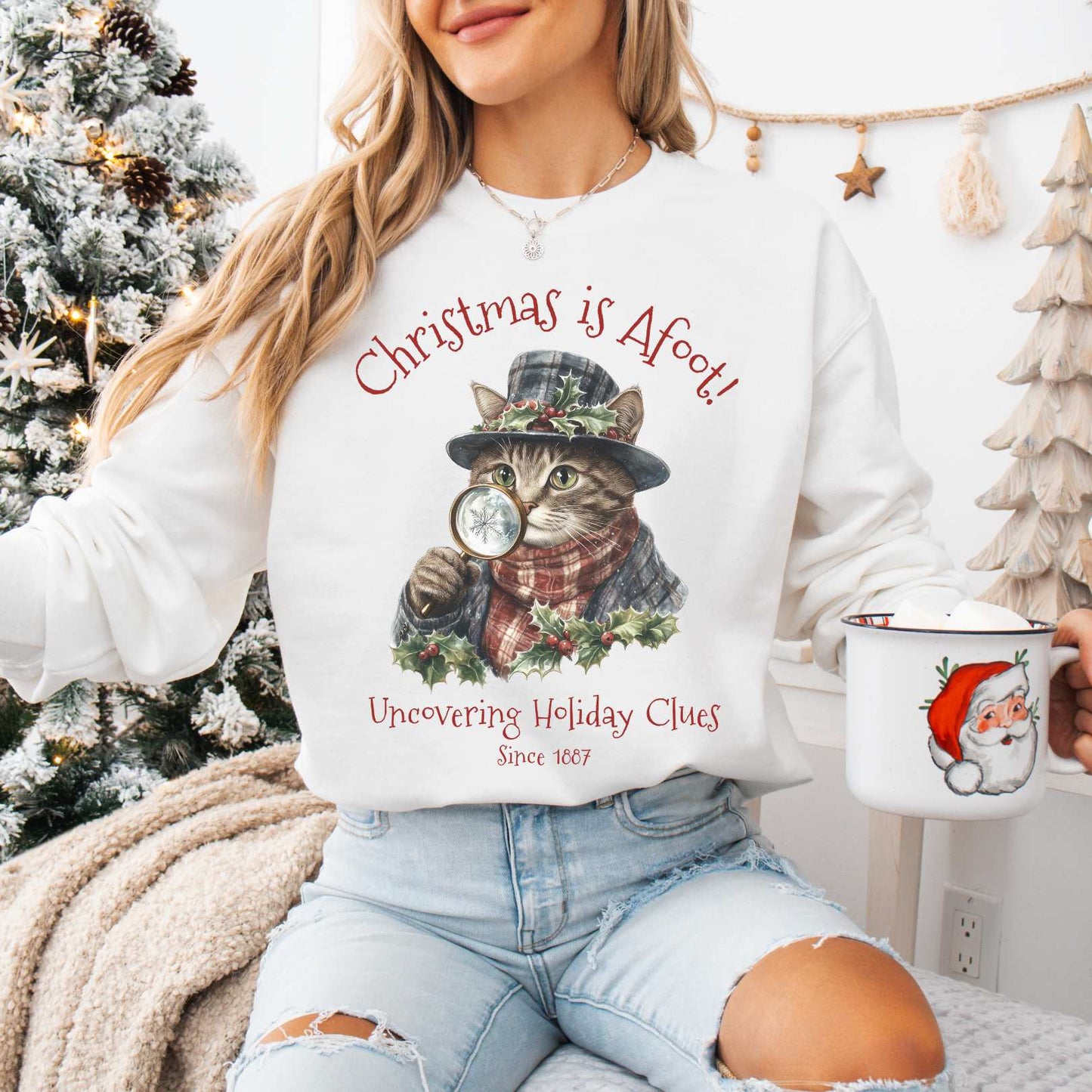 Sweatshirt White / S Christmas is Afoot! Sherlock Holmes Christmas Sweatshirt The Mystic Eden