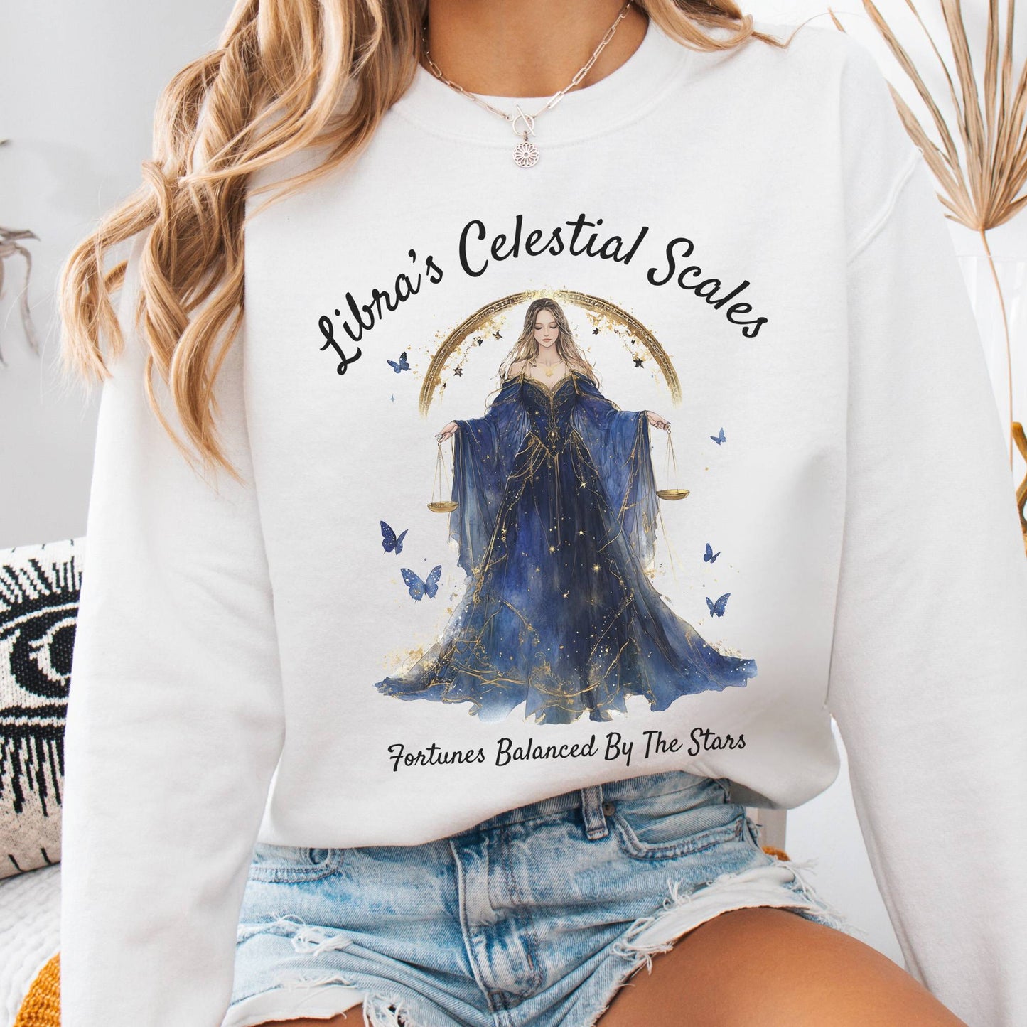 Sweatshirt White / S Libra's Celestial Scales Zodiac Sweatshirt The Mystic Eden