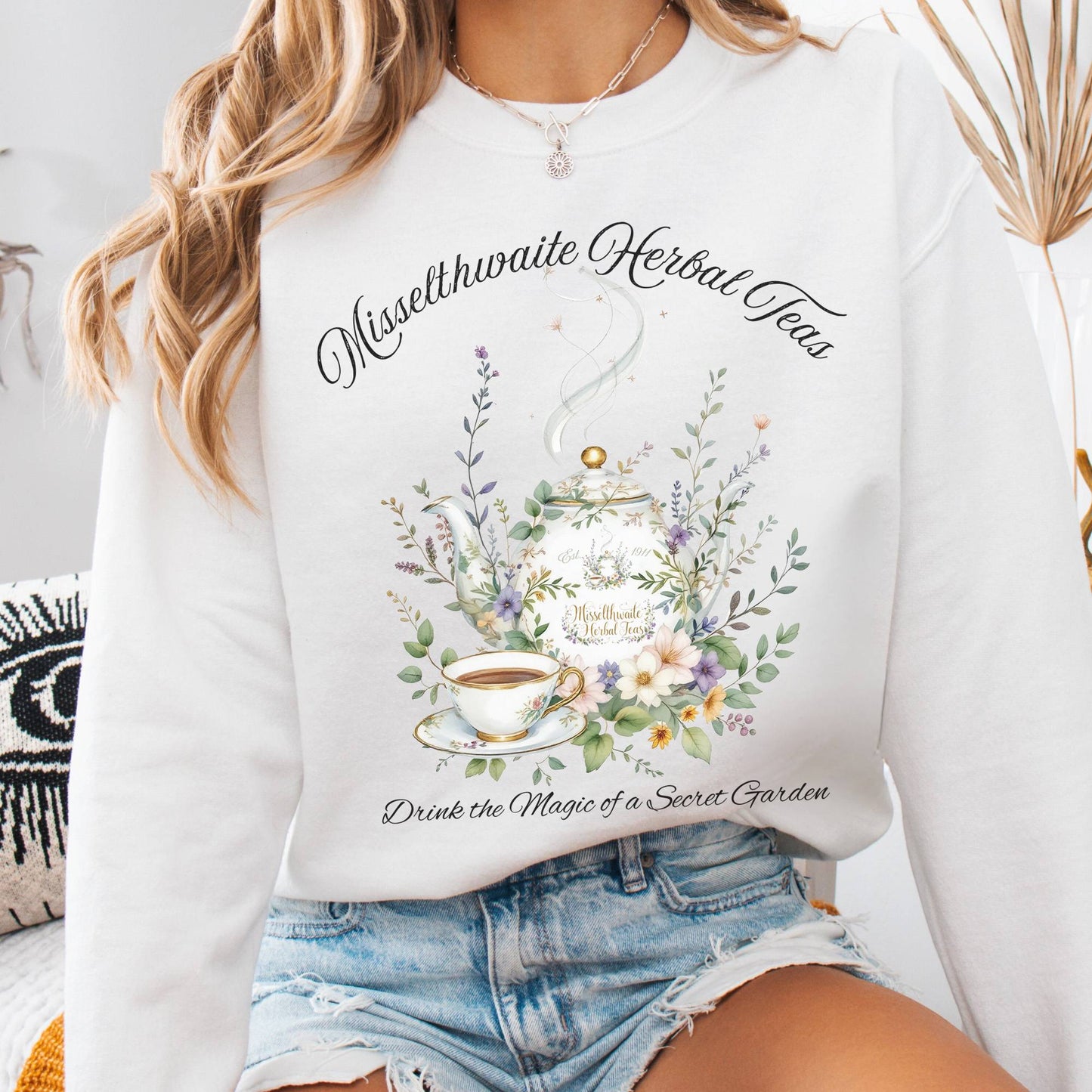 Sweatshirt White / S Misselthwaite Herbal Teas Secret Garden Sweatshirt The Mystic Eden