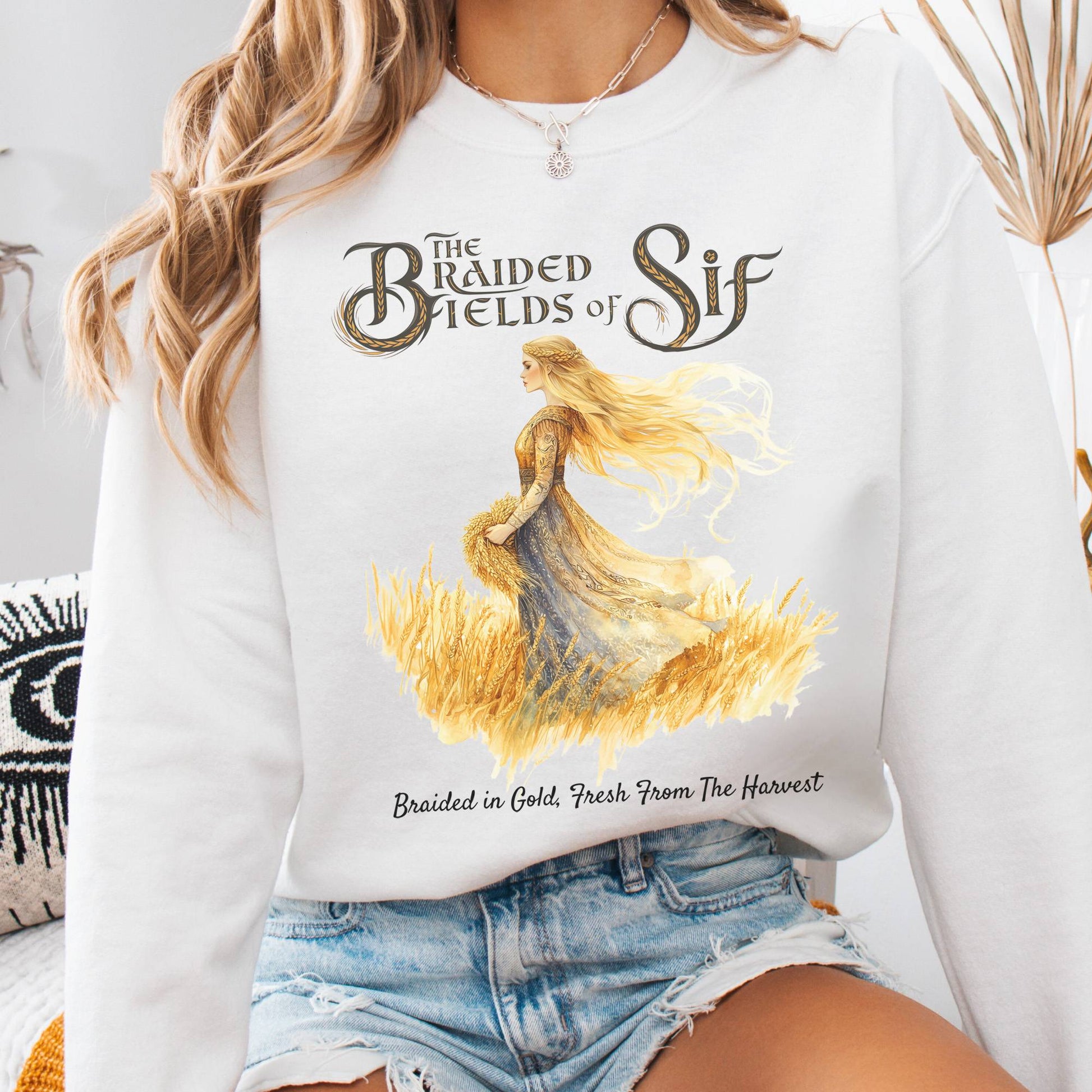Sweatshirt White / S The Braided Fields of Sif Norse Goddess Sweatshirt The Mystic Eden