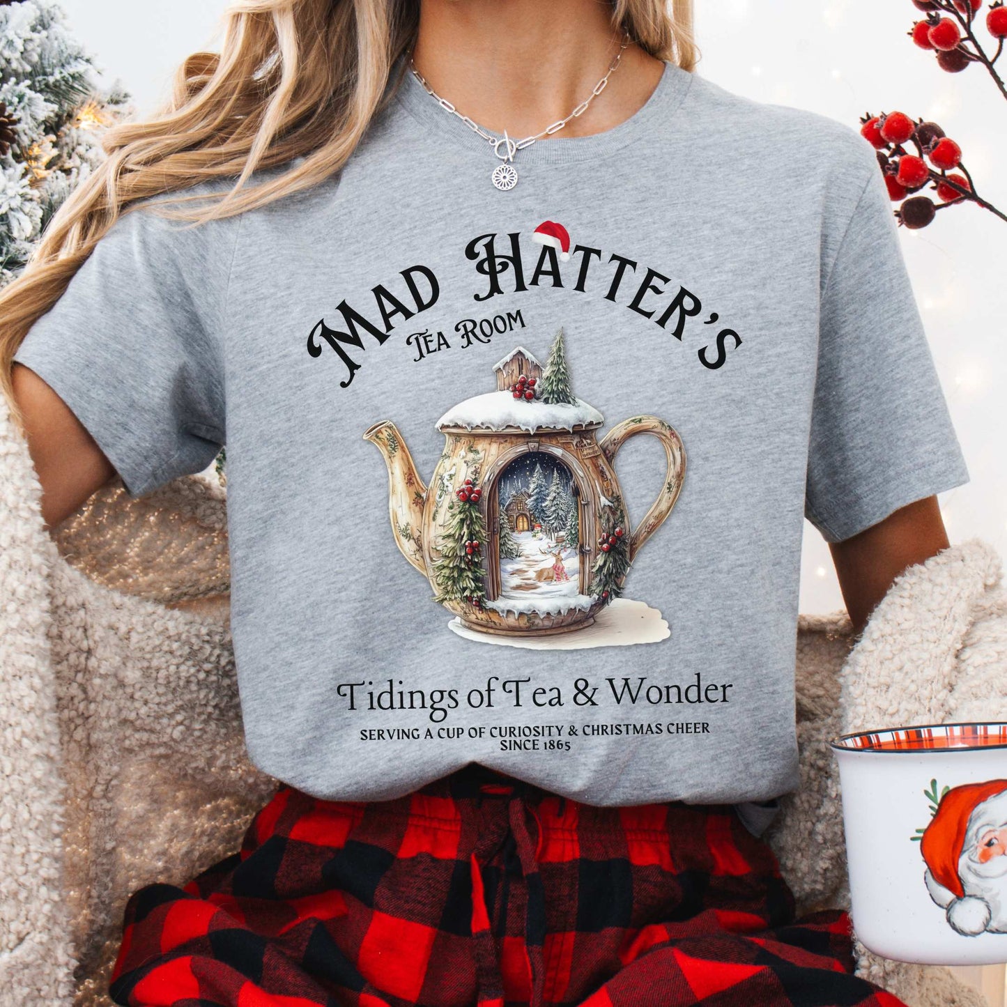 T-Shirt Athletic Heather / XS Mad Hatter's Tea Room Christmas Edition Tee The Mystic Eden