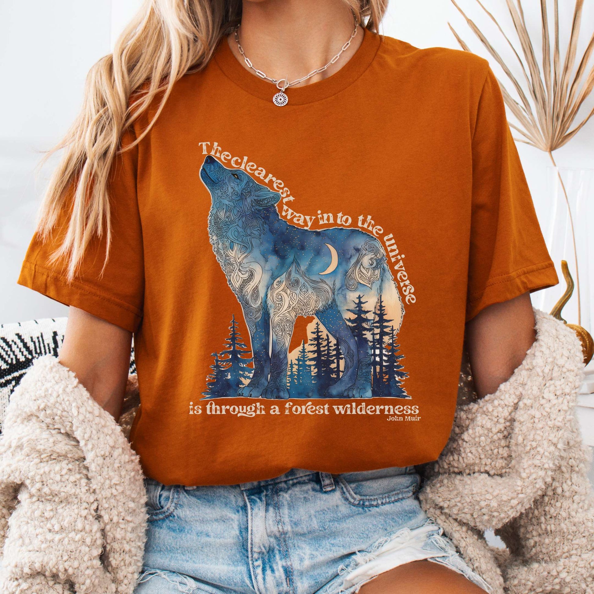 T-Shirt Autumn / S Forest Wilderness Wolf Bella + Canvas Tee – Nature Quote Tee The Mystic Eden