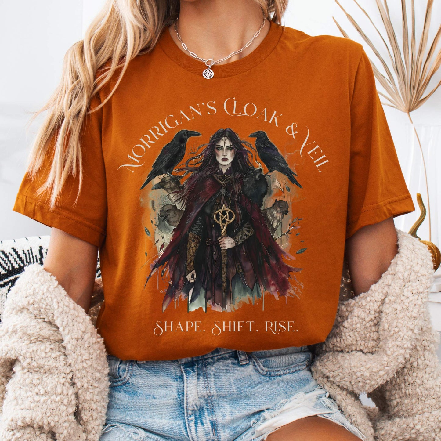 T-Shirt Autumn / S Morrigan's Cloak & Veil Bella + Canvas Tee – Celtic Goddess Tee The Mystic Eden