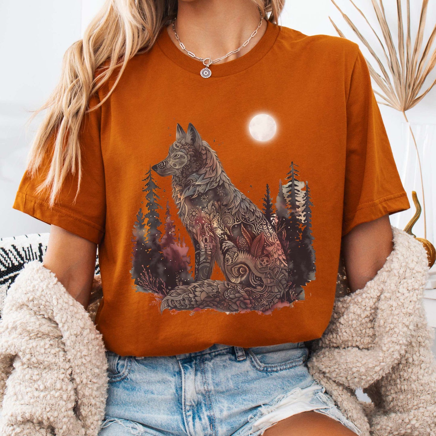 T-Shirt Autumn / S Nightfall Wolf Bella + Canvas Tee β Mystical Forestcore Tee The Mystic Eden