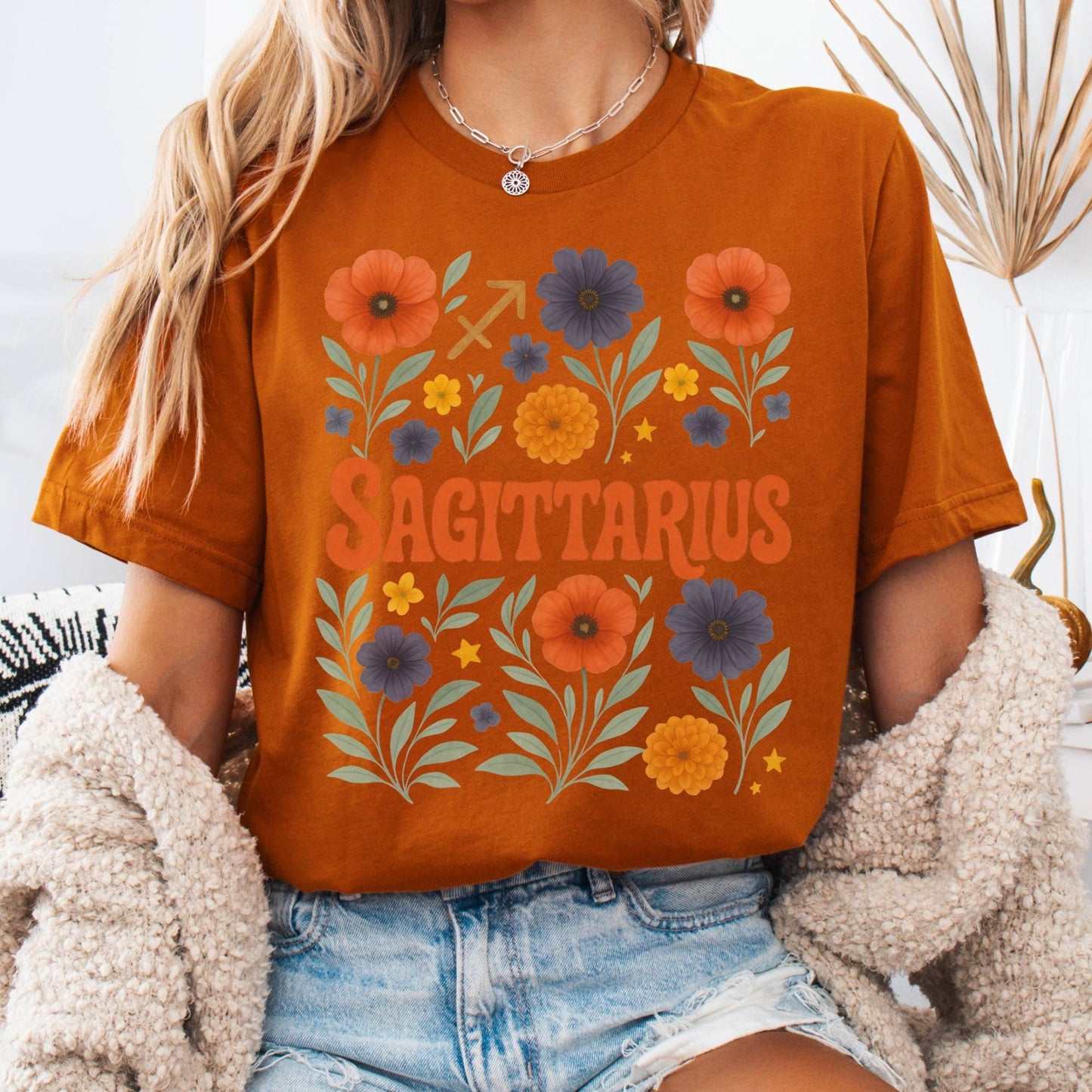 T-Shirt Autumn / S Sagittarius Bella T-Shirt – Retro Floral Zodiac Tee The Mystic Eden