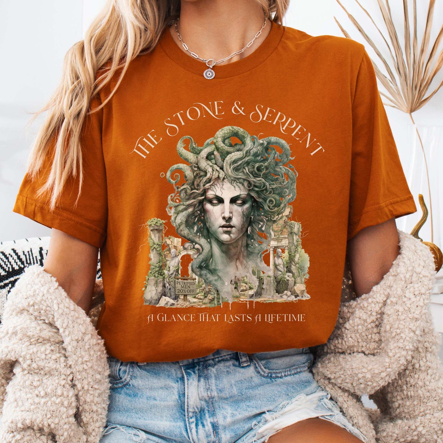 T-Shirt Autumn / S The Stone & Serpent Bella + Canvas Tee – Medusa Mythology Tee The Mystic Eden