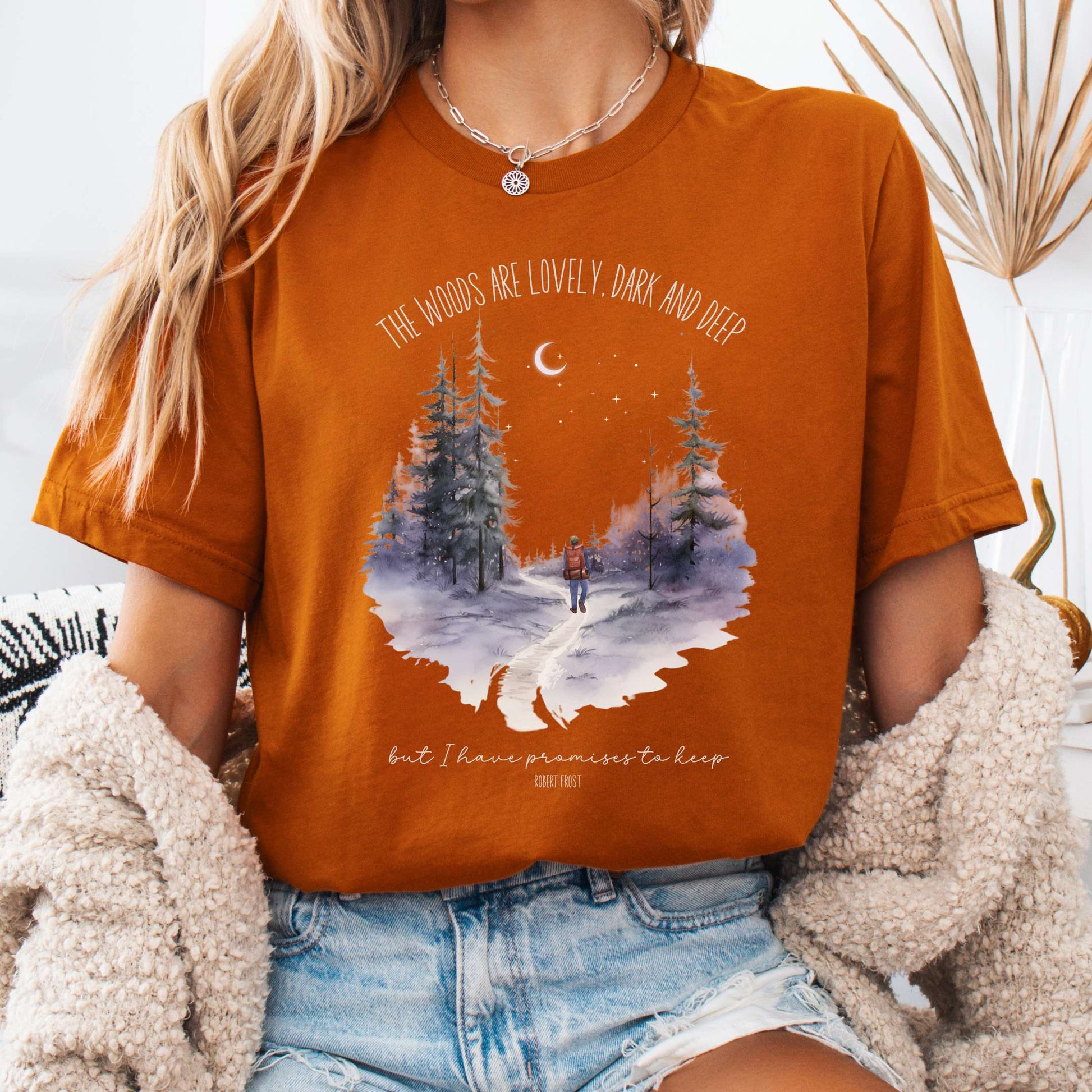 T-Shirt Autumn / S The Woods Are Lovely Bella + Canvas Tee – Winter Poetry Tee The Mystic Eden