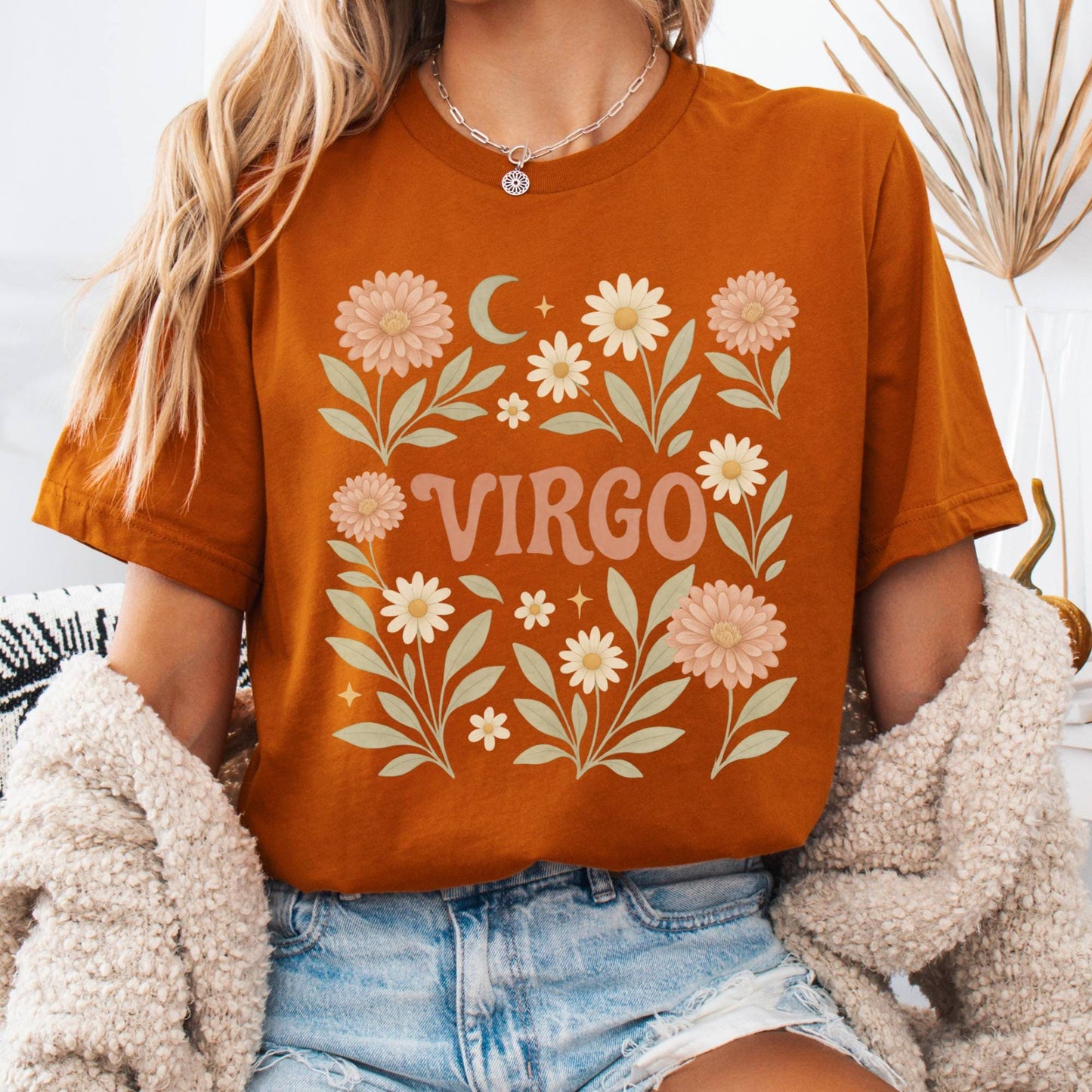 T-Shirt Autumn / S Virgo Bella T-Shirt – Retro Floral Zodiac Tee The Mystic Eden