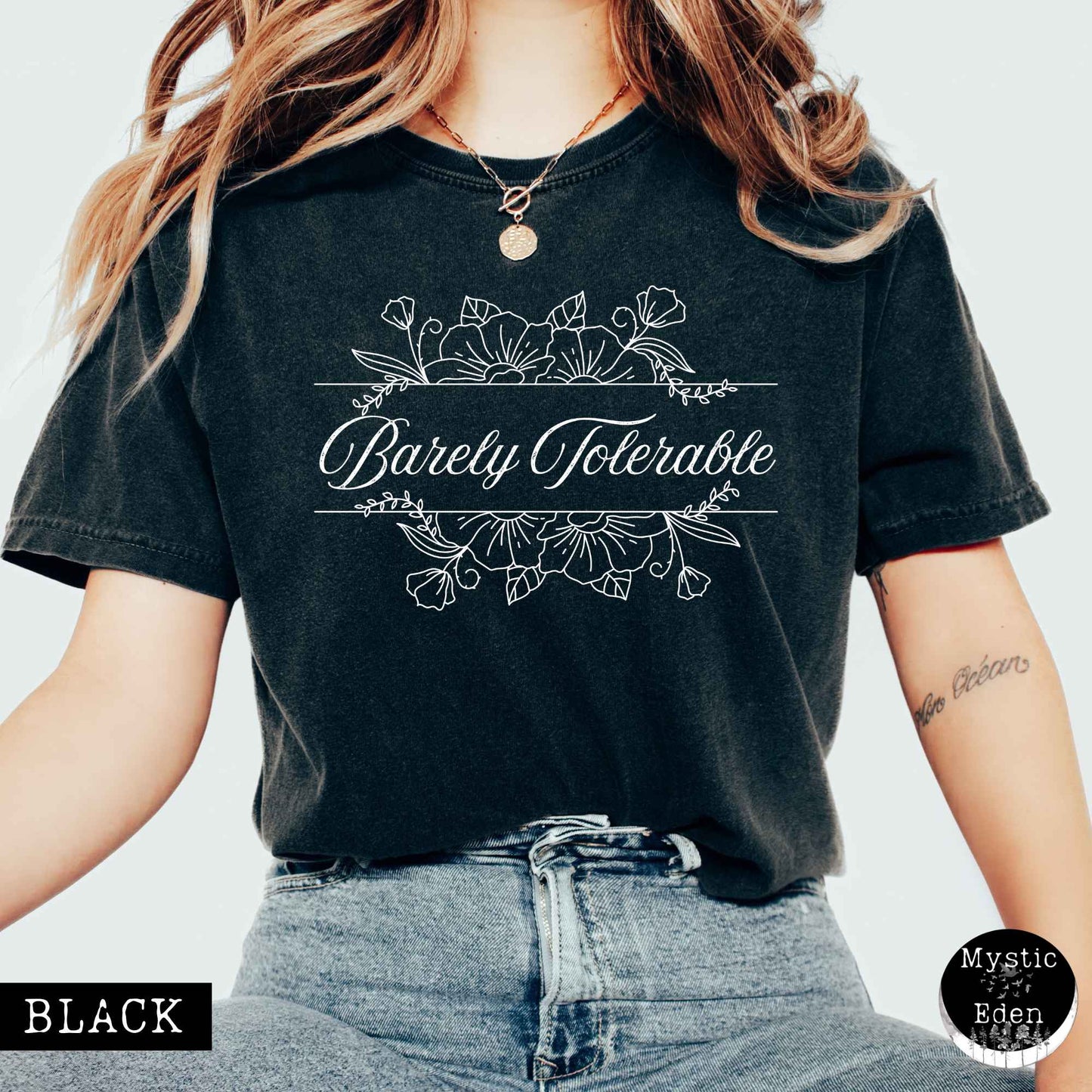 T-Shirt Barely Tolerable Jane Austen Bookish Shirt The Mystic Eden