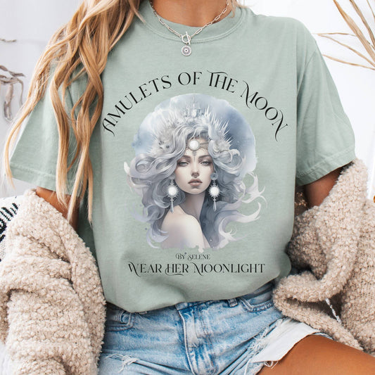 T-Shirt Bay / S Amulets of the Moon T-Shirt – Celestial Goddess Tee The Mystic Eden
