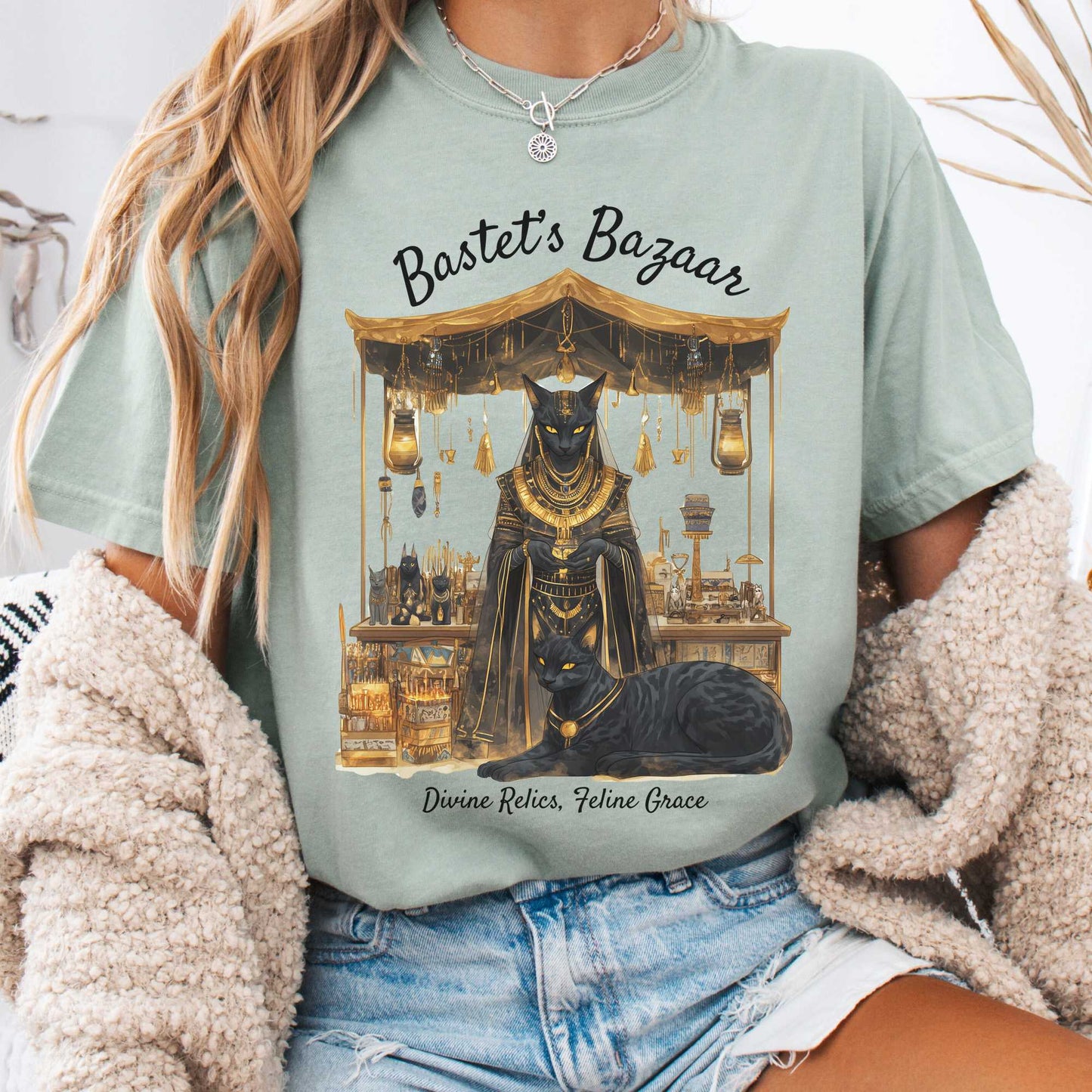 T-Shirt Bay / S Bastet's Bazaar Egyptian Goddess Shirt The Mystic Eden