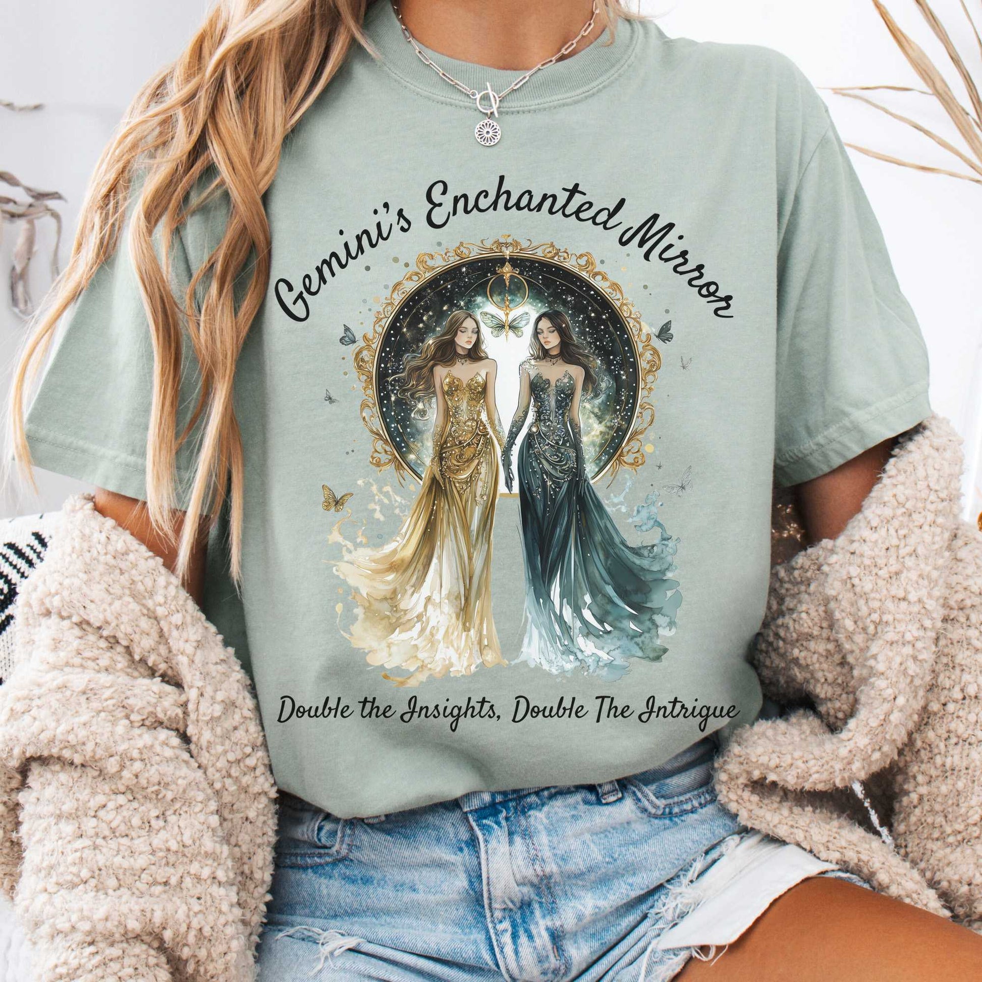 T-Shirt Bay / S Gemini's Enchanted Mirror Zodiac Shirt The Mystic Eden
