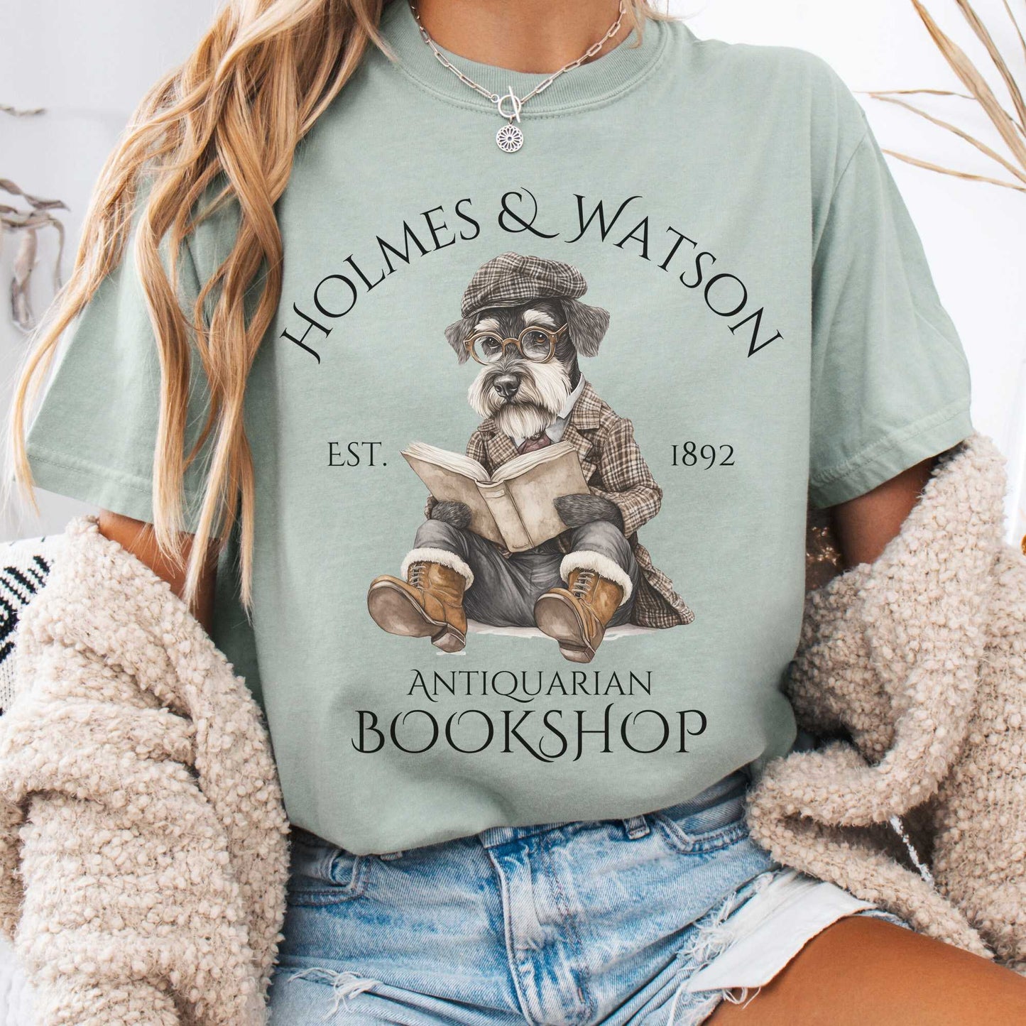T-Shirt Bay / S Holmes & Watson Antiquarian Bookshop Sherlock Dog Shirt The Mystic Eden