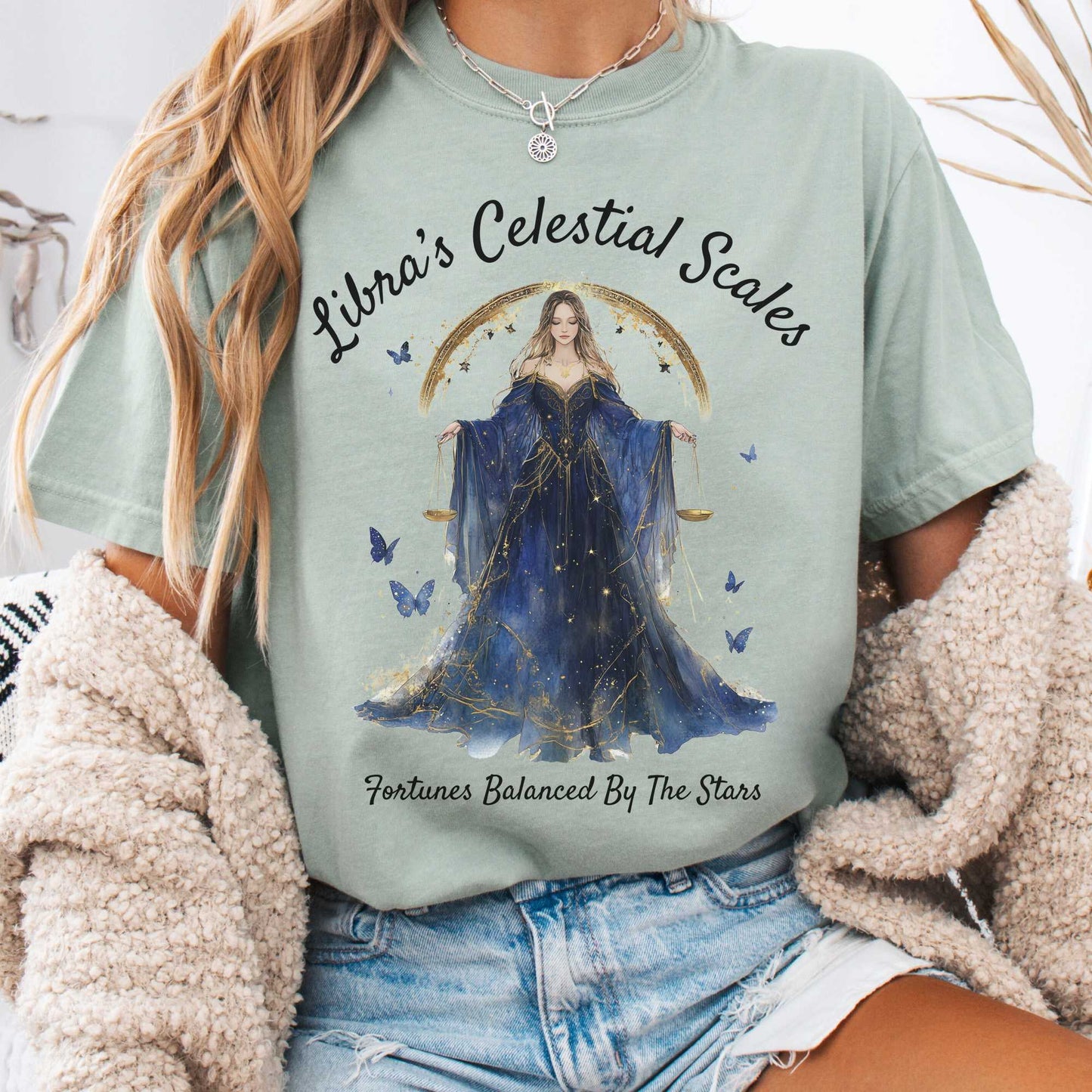 T-Shirt Bay / S Libra's Celestial Scales Zodiac Shirt The Mystic Eden