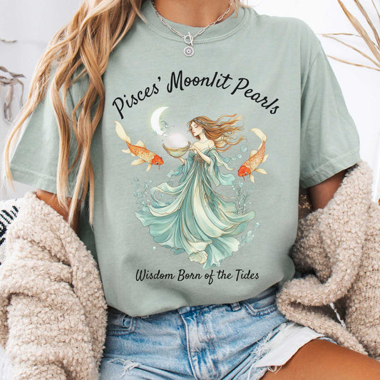 T-Shirt Bay / S Pisces' Moonlit Pearls Zodiac Shirt The Mystic Eden