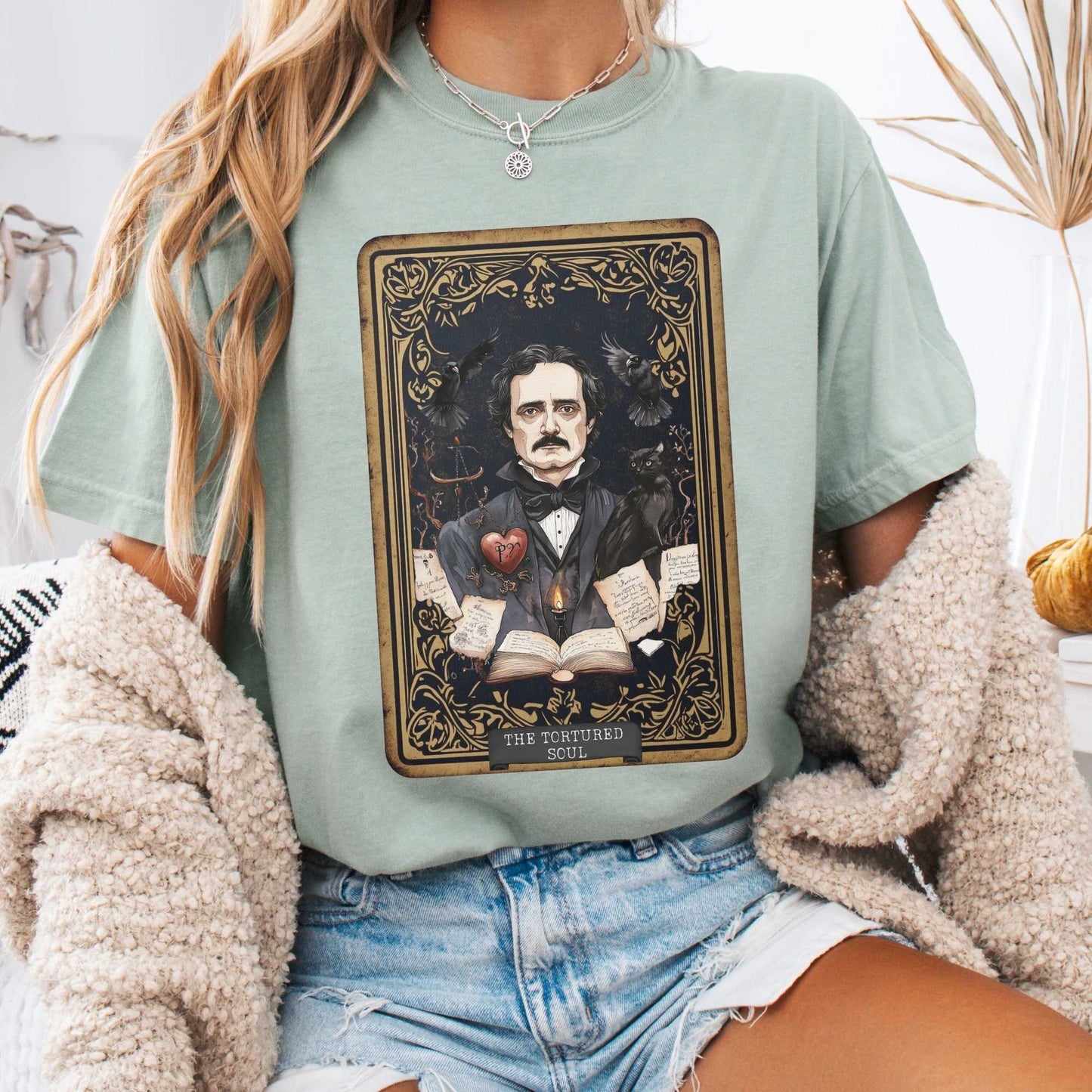 T-Shirt Bay / S The Tortured Soul Tarot Card Edgar Allan Poe Shirt The Mystic Eden