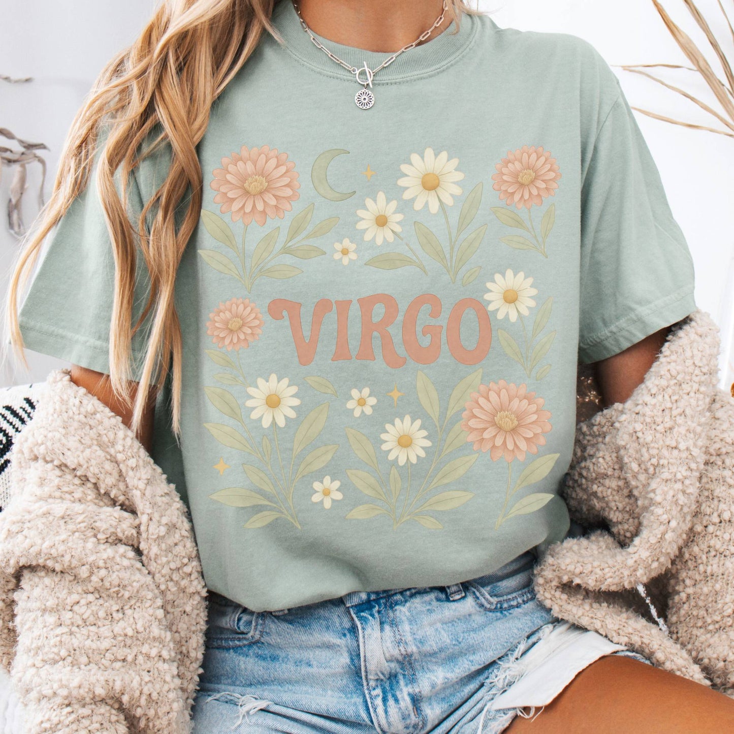 T-Shirt Bay / S Virgo T-Shirt – Retro Floral Zodiac Tee The Mystic Eden