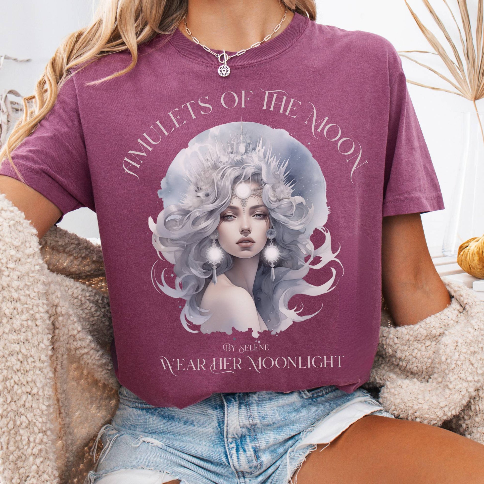 T-Shirt Berry / S Amulets of the Moon T-Shirt β Celestial Goddess Tee The Mystic Eden
