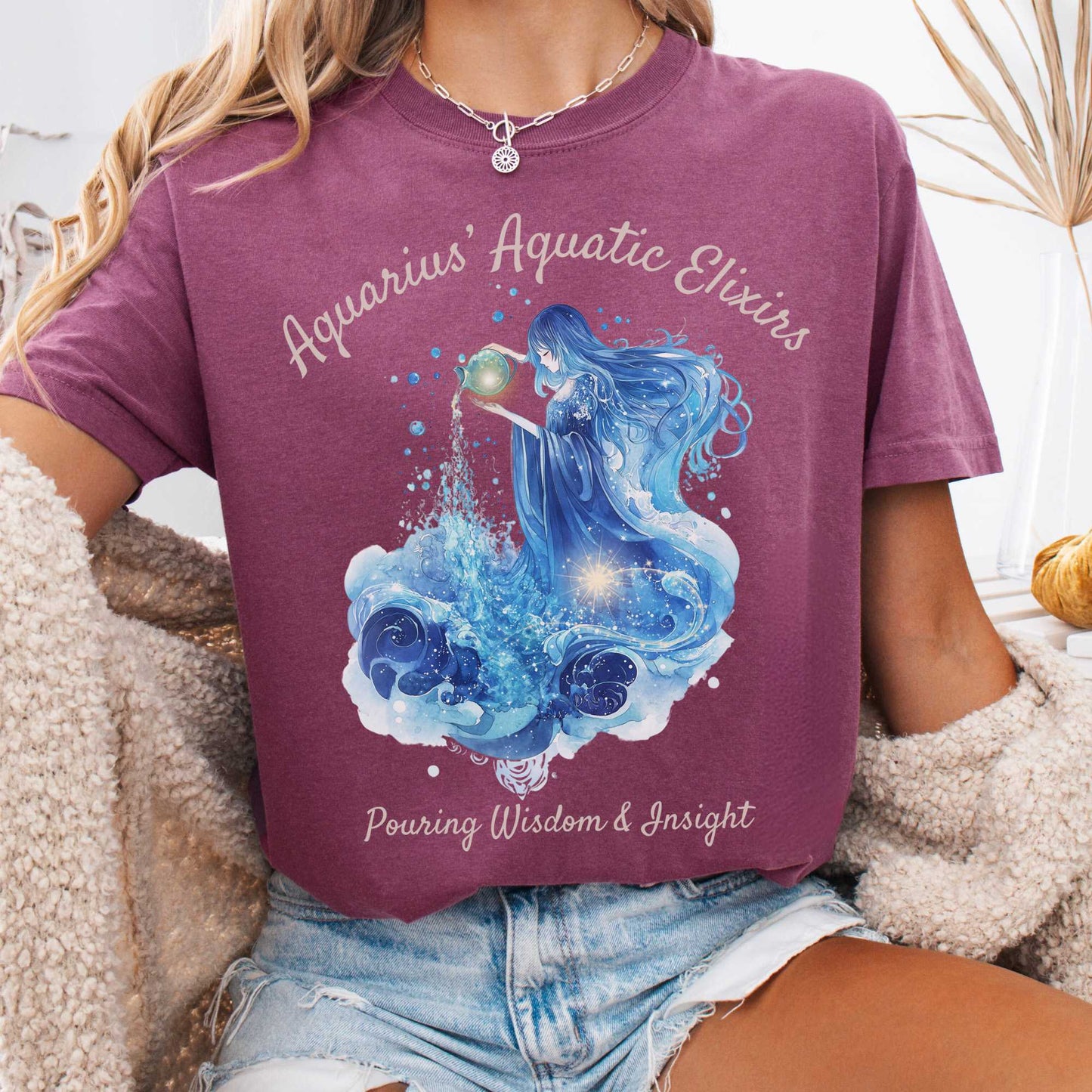 T-Shirt Berry / S Aquarius Aquatic Elixirs Zodiac Shirt The Mystic Eden