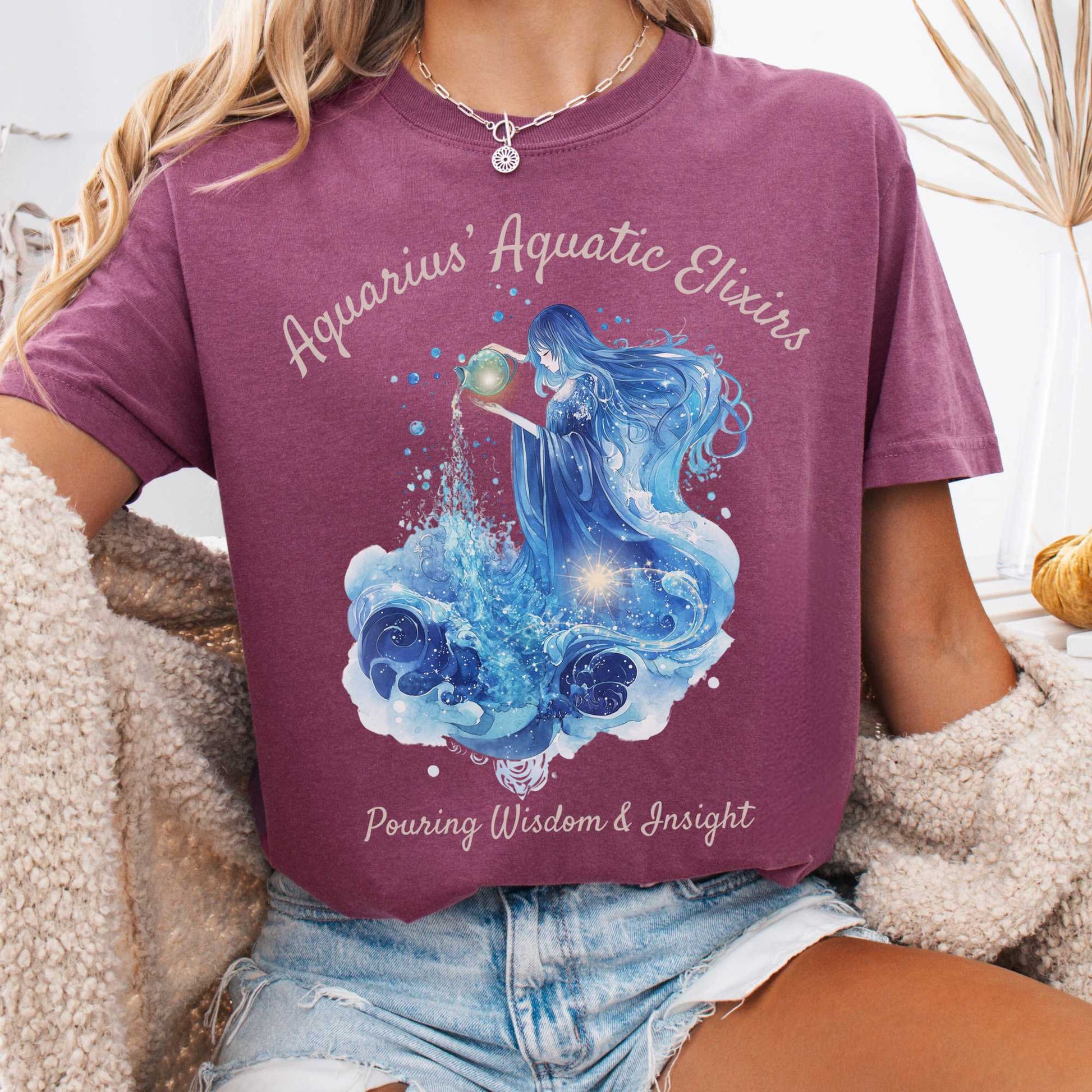 T-Shirt Berry / S Aquarius Aquatic Elixirs Zodiac Shirt The Mystic Eden