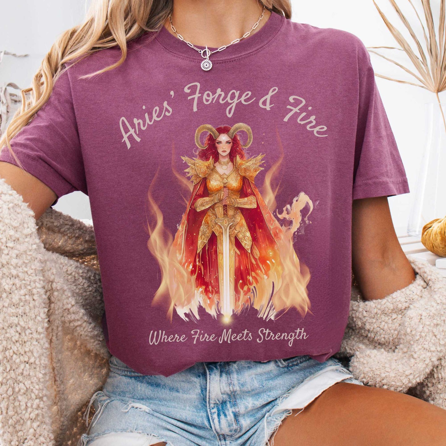 T-Shirt Berry / S Aries' Forge & Fire Zodiac Shirt The Mystic Eden