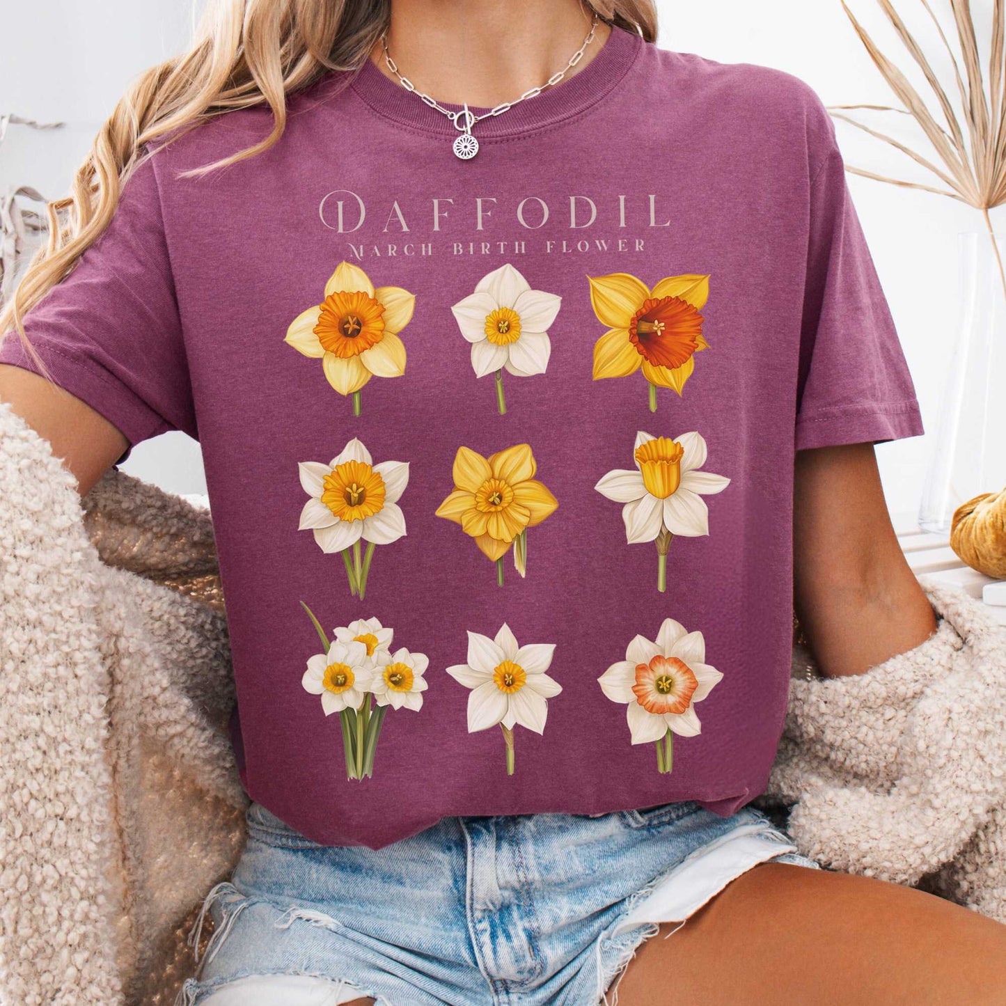 T-Shirt Berry / S Daffodil March Birth Month Flower Shirt The Mystic Eden