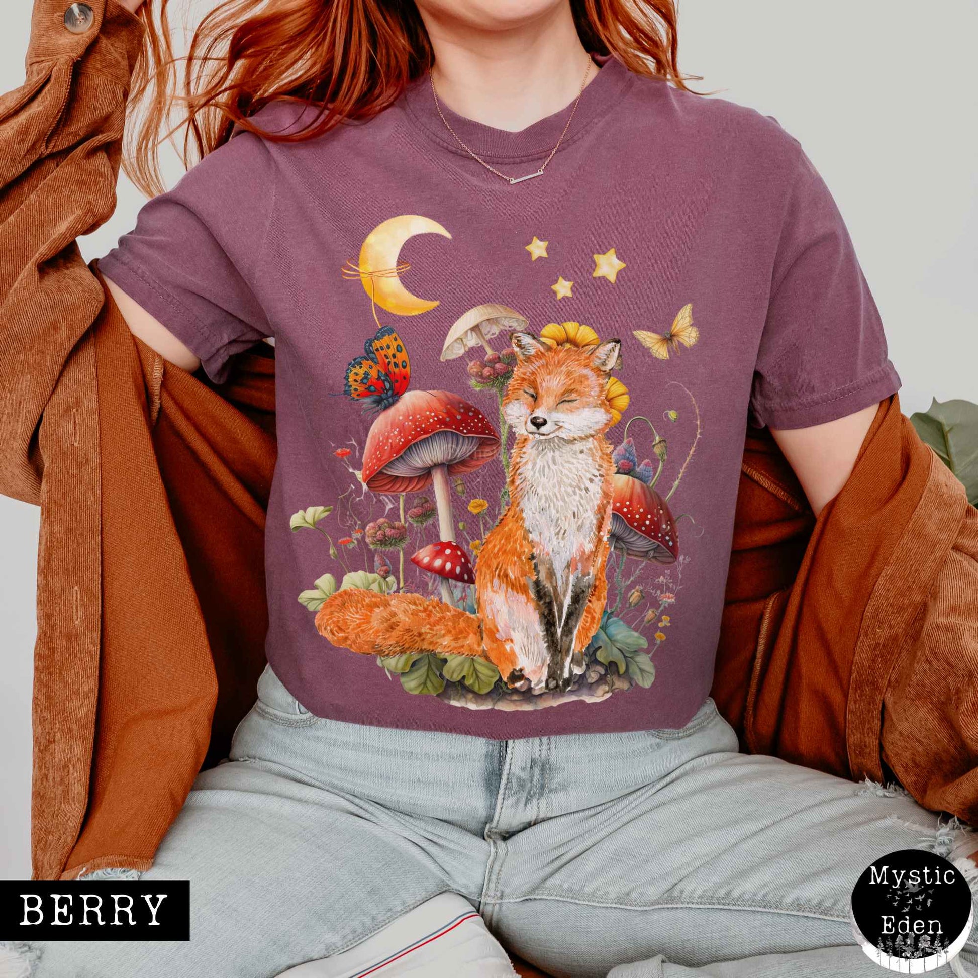 T-Shirt Berry / S Enchanting Forest Fox T-Shirt The Mystic Eden