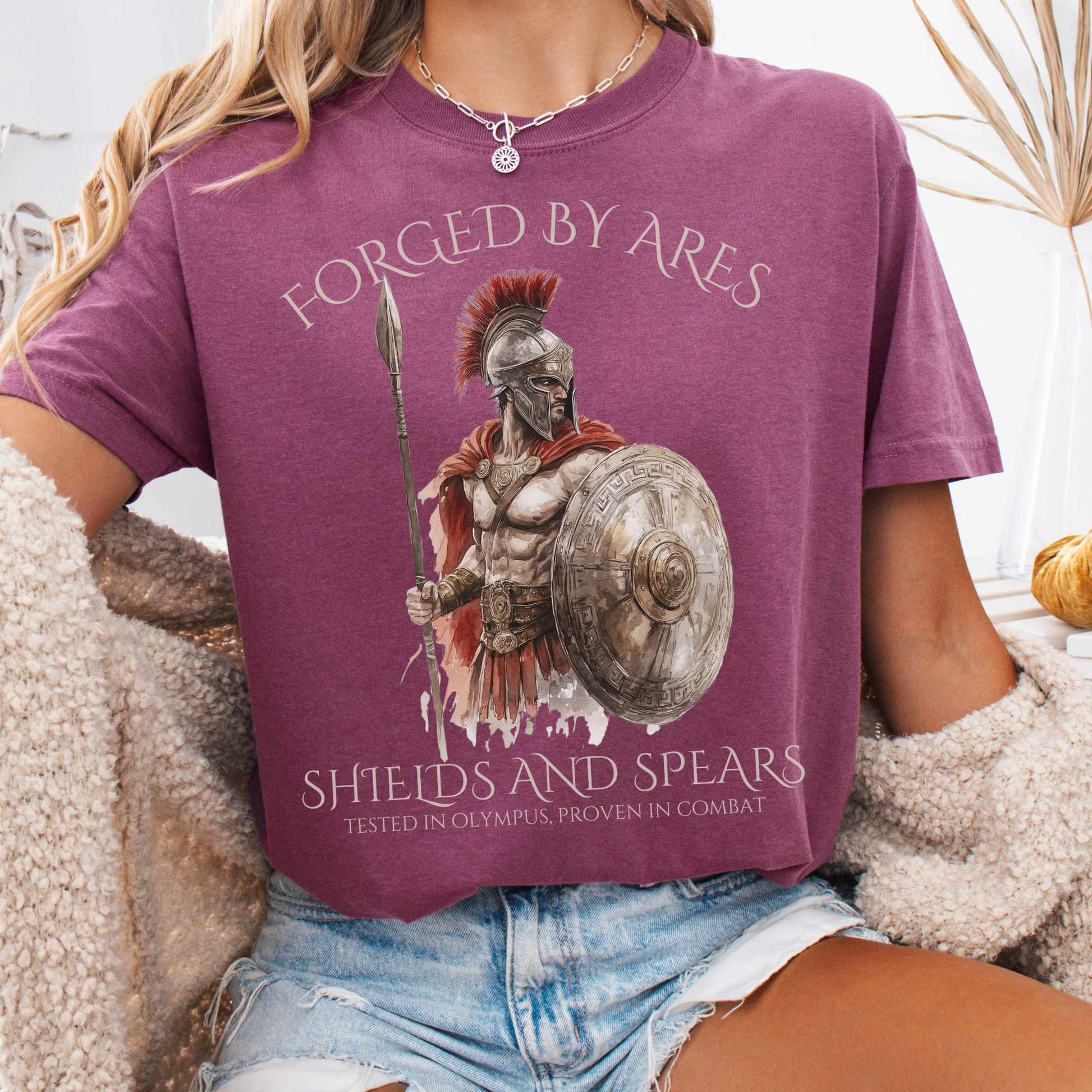 T-Shirt Berry / S Forged By Ares Shields And Spears Tee The Mystic Eden