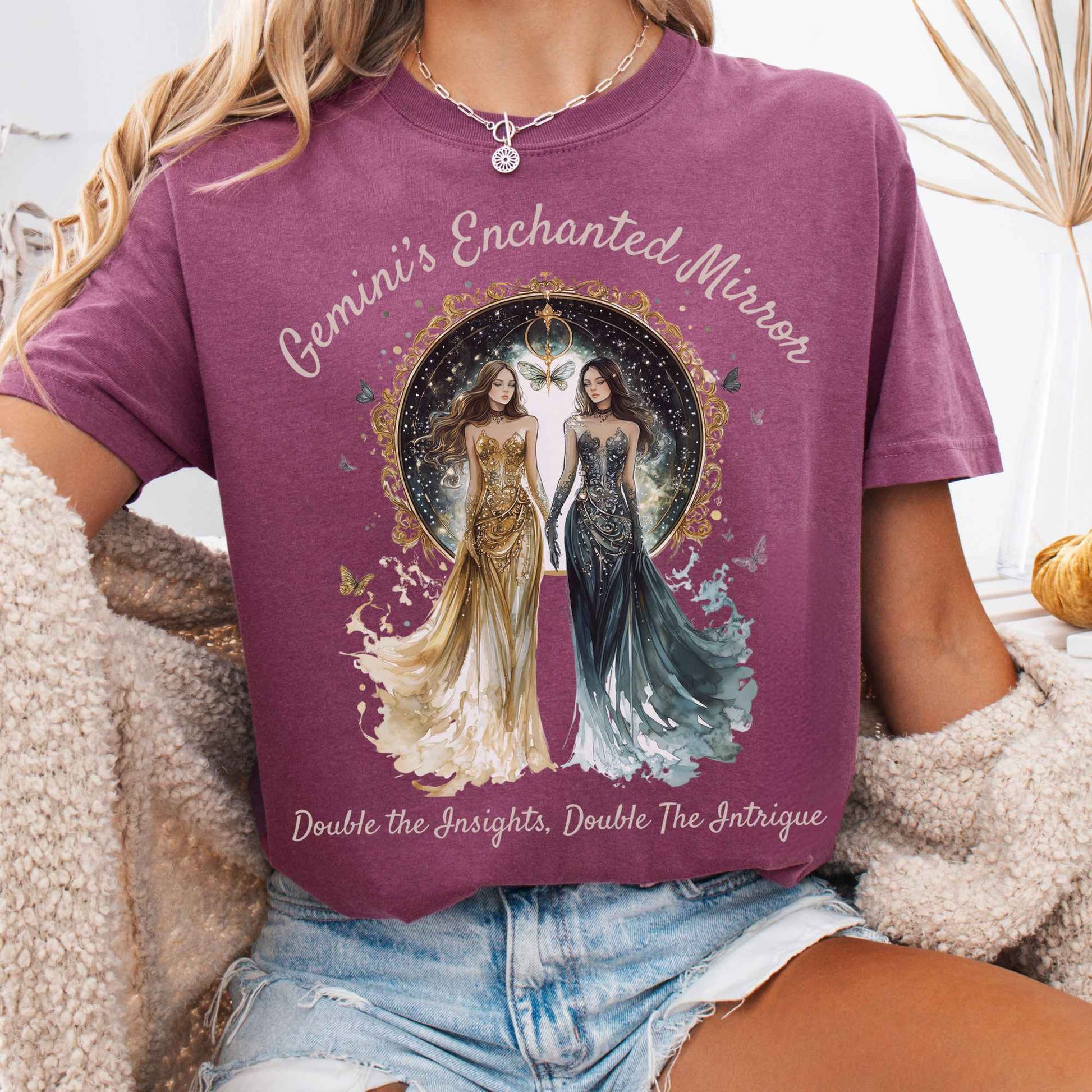 T-Shirt Berry / S Gemini's Enchanted Mirror Zodiac Shirt The Mystic Eden