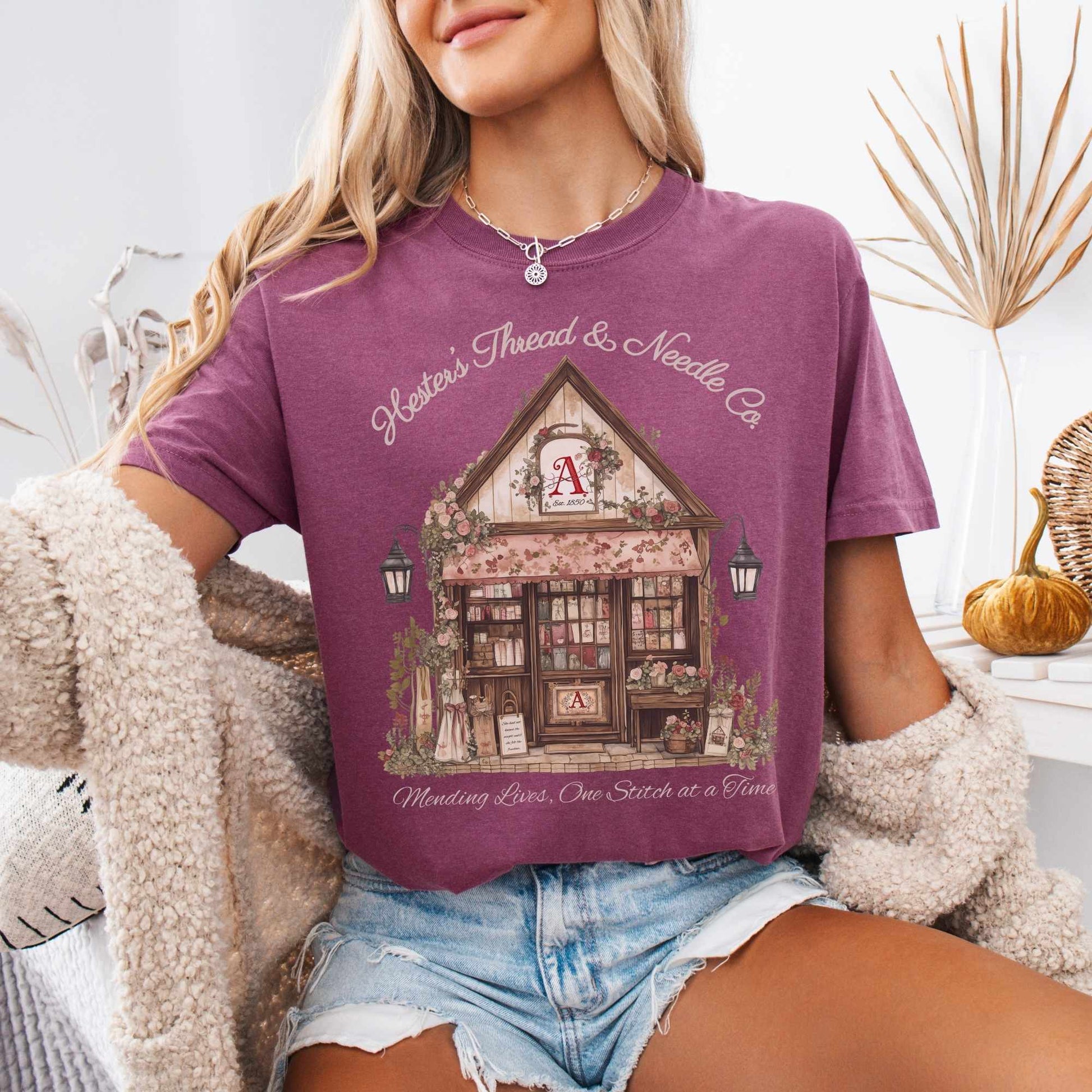 T-Shirt Berry / S Hester's Thread & Needle Co. Scarlet Letter Tee The Mystic Eden
