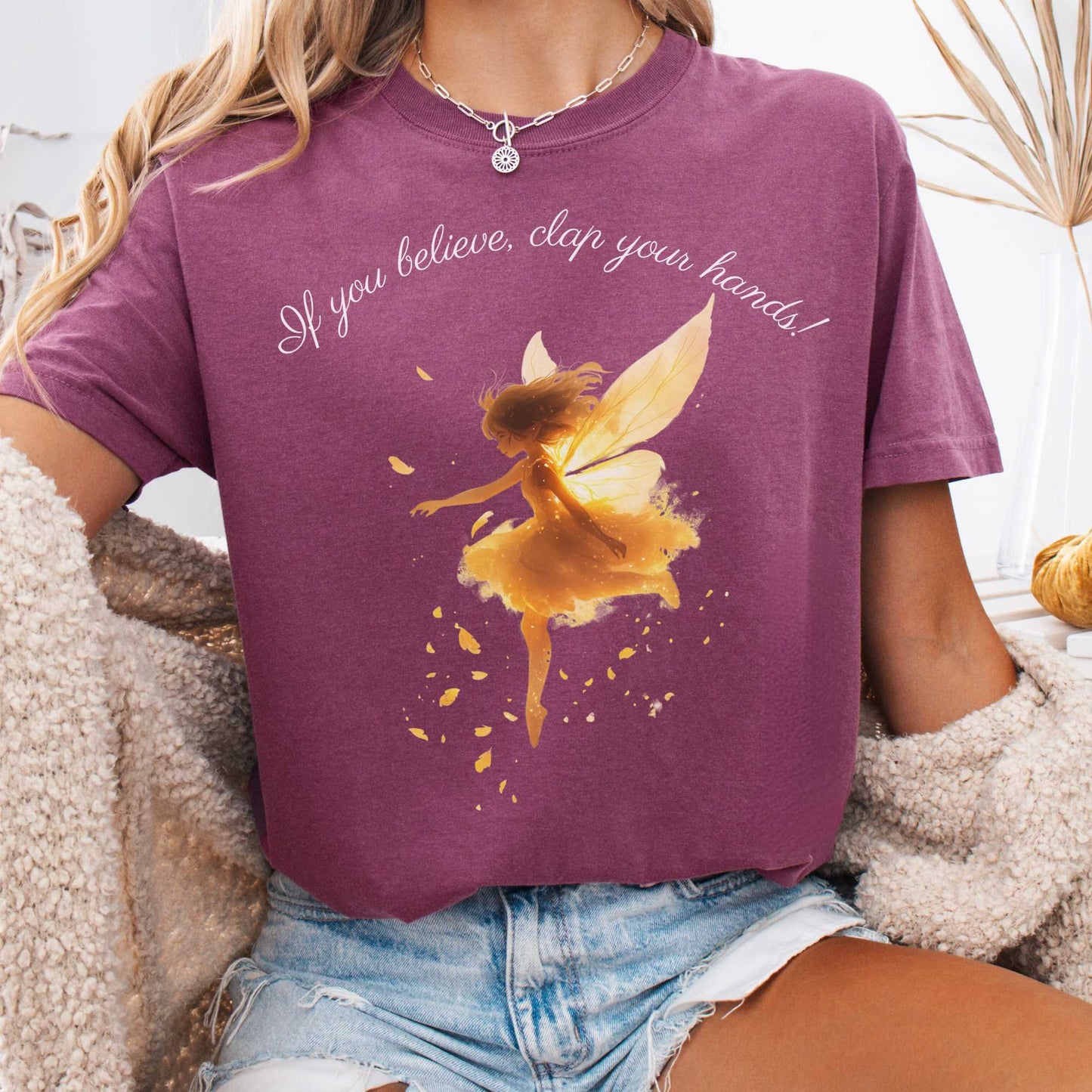 T-Shirt Berry / S If You Believe Clap Your Hands Peter Pan Shirt - J M Barrie The Mystic Eden