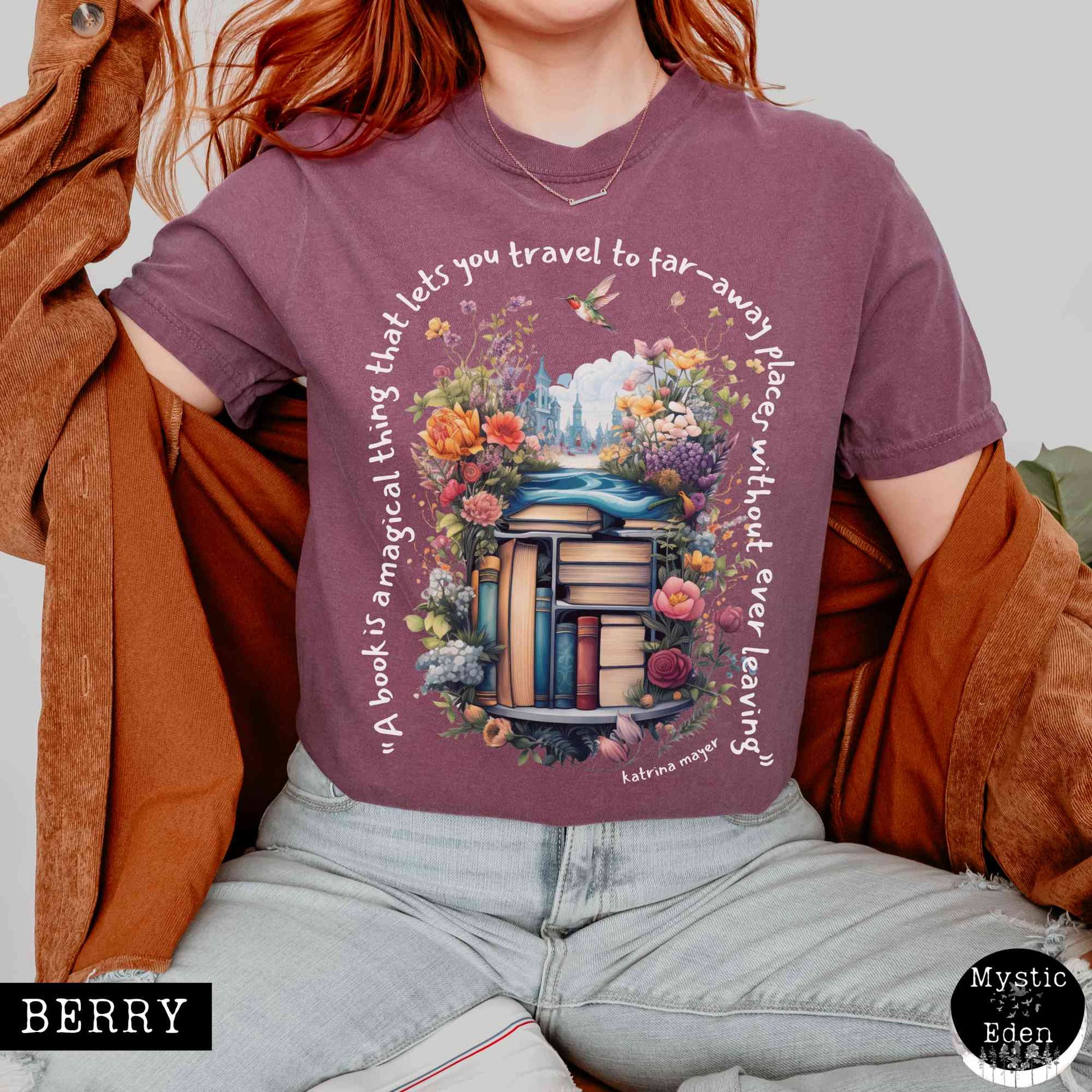 T-Shirt Berry / S Magical book shirt comfort colors The Mystic Eden