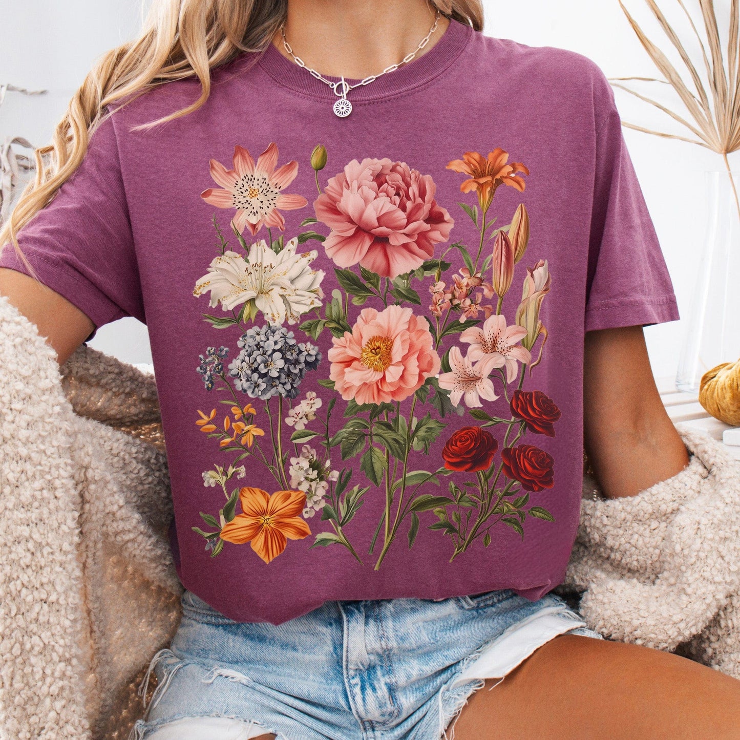 T-Shirt Berry / S Mixed Florals Shirt The Mystic Eden