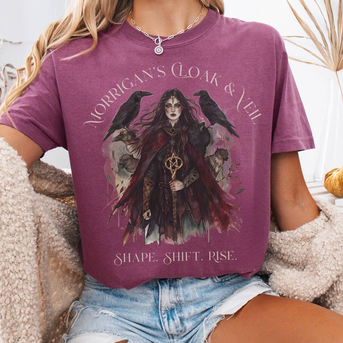 T-Shirt Berry / S Morrigan's Cloak & Veil T-Shirt β Celtic Goddess Tee The Mystic Eden