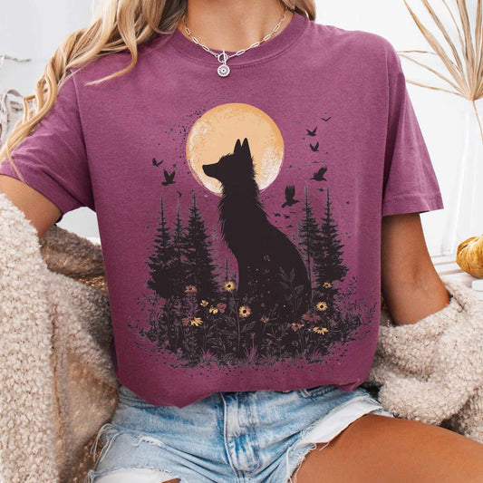 T-Shirt Berry / S Mystical Moonlit Fox Shirt The Mystic Eden
