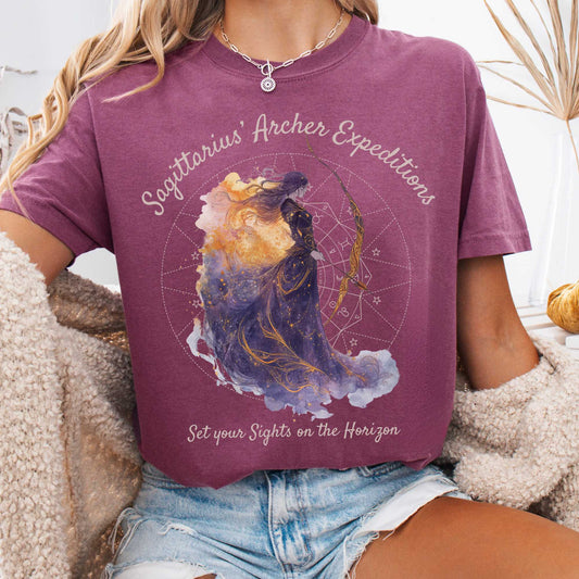 T-Shirt Berry / S Sagittarius Archer Expeditions Zodiac Shirt The Mystic Eden
